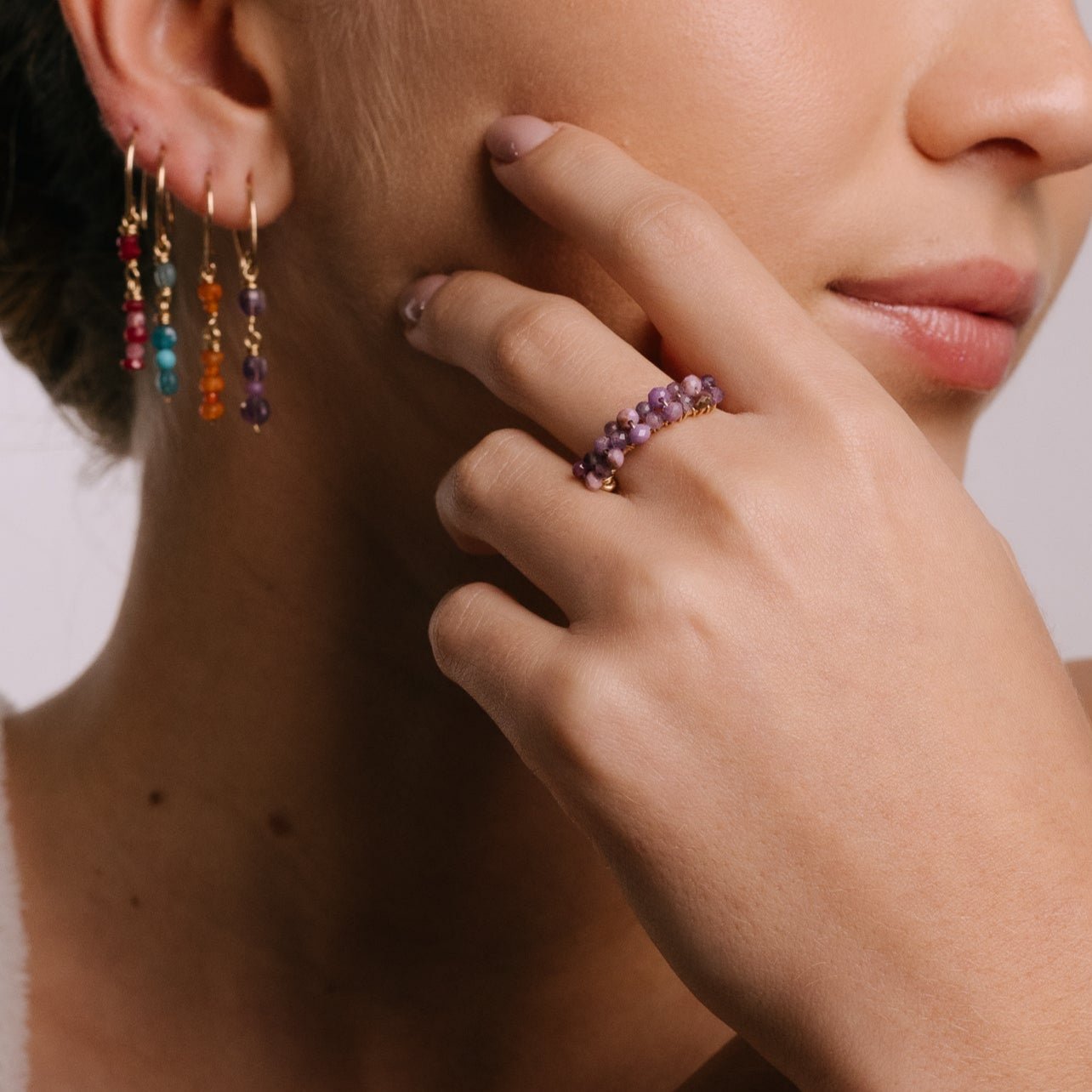 Cleopatra Ring #1 (20mm) - Amethyst & Lepidolite Rings TARBAY