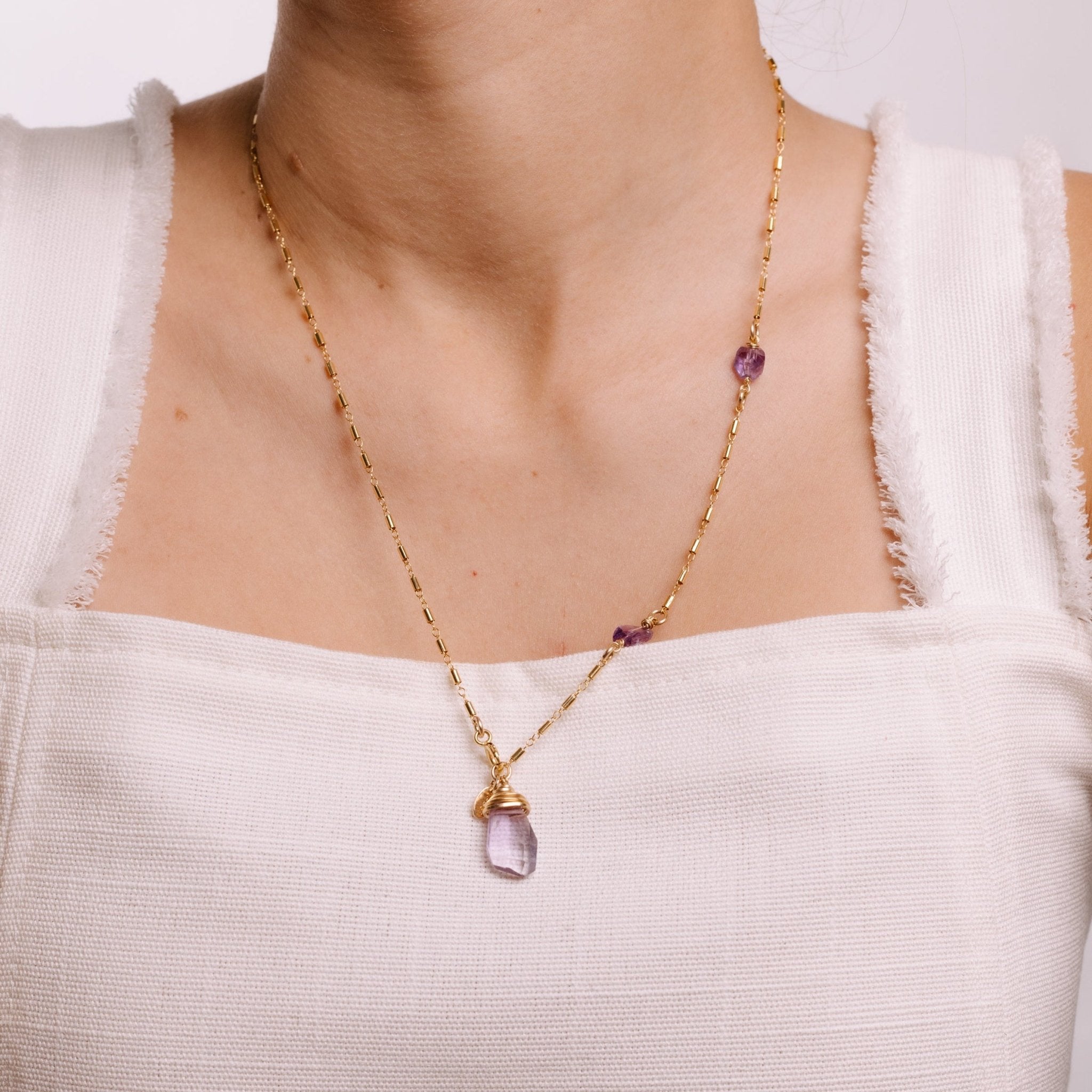 Gema Pendulum Necklace #1 - Amethyst, Ametrine & 14K Gold-Filled Necklaces TARBAY