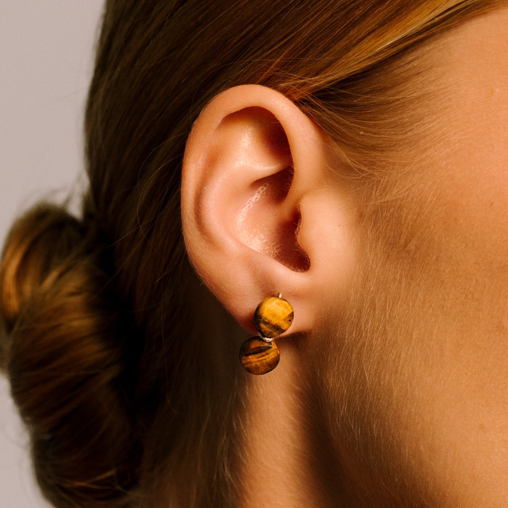 Bromelia Earrings #1 (18mm) - Tiger's Eye Earrings TARBAY