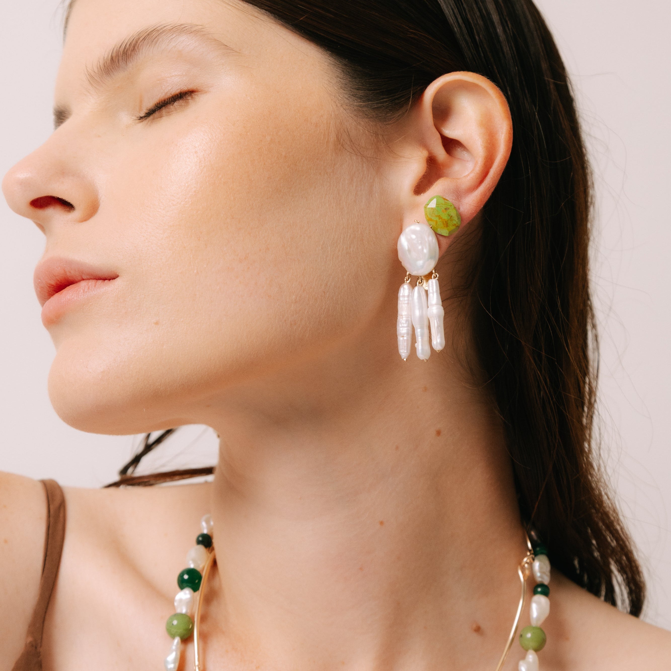 Parau Earrings #2 (50mm) - White Pearl & 14K Gold-Filled Earrings TARBAY