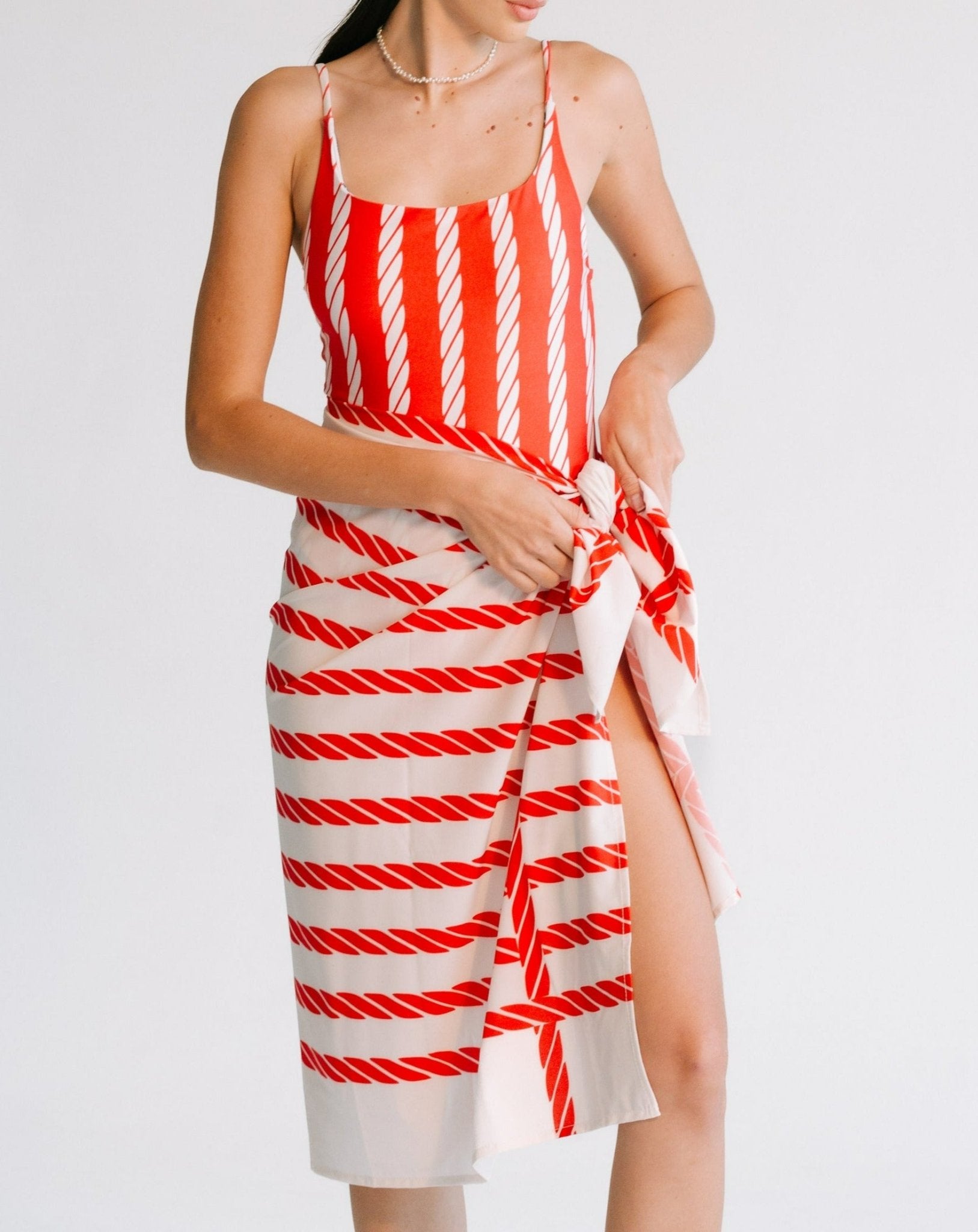 Britanny Reversible Print Swimsuit - Red & Blue Knots Swimsuits TARBAY
