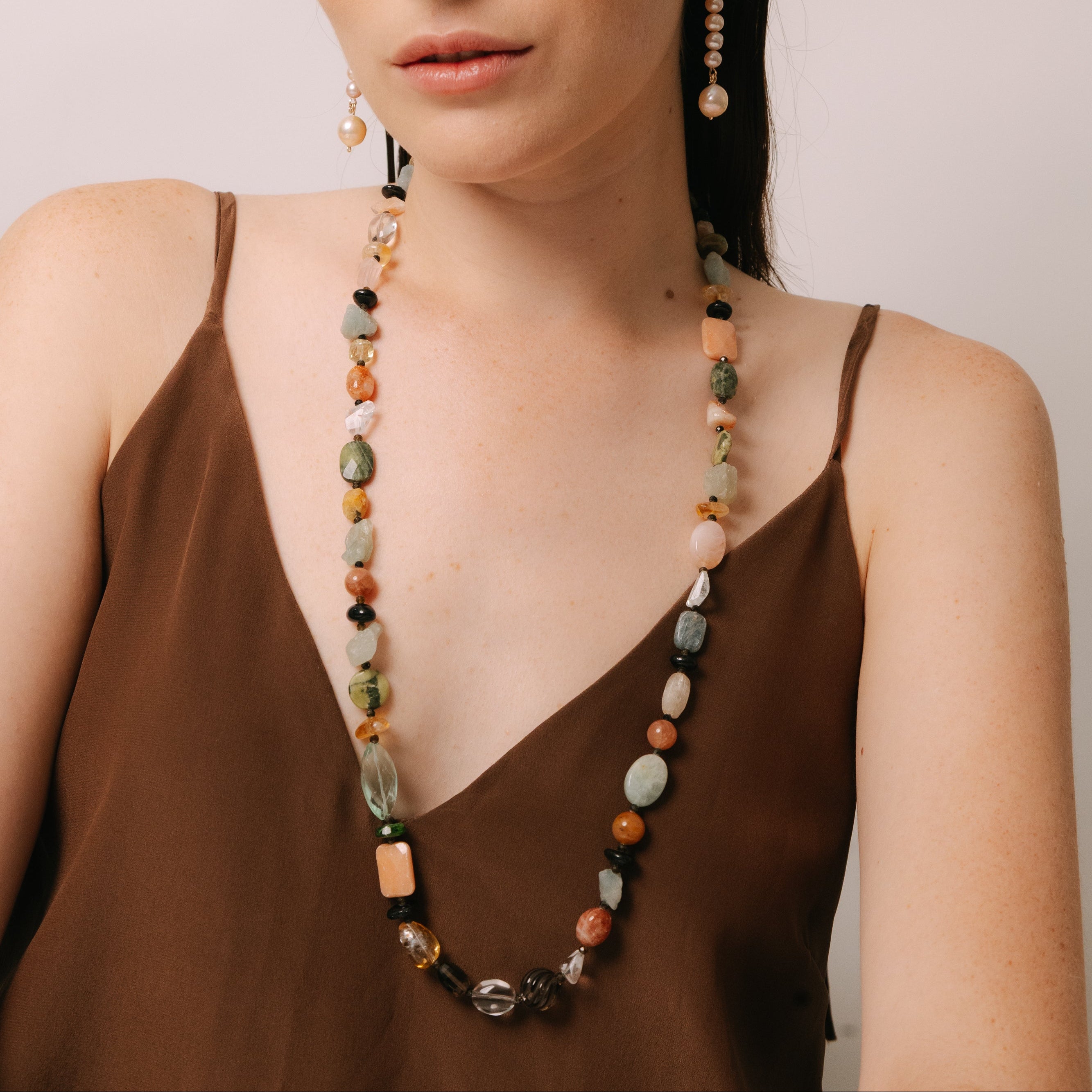 Kuna Necklace #1(82cm) - Quartz, Jade, Aquamarine, Citrine, Apatite, Aventurine, Morganite, Tiger's Eye & 14K Gold-Filled Necklaces TARBAY