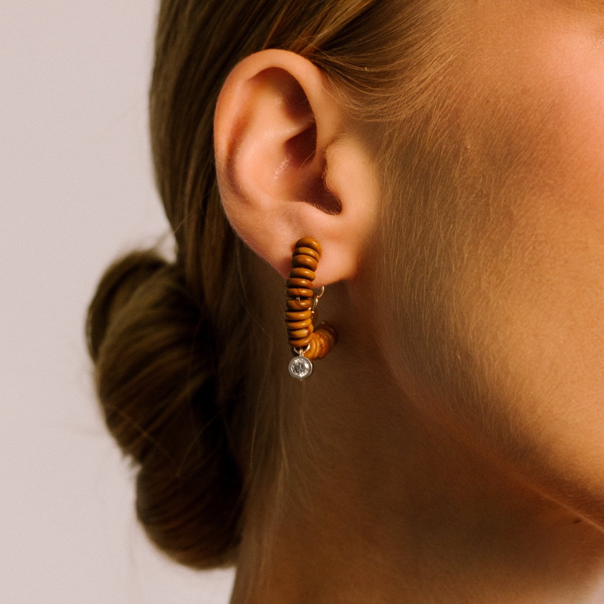 Zircon Earrings #1 (25mm) - Jasper & Zircon Earrings TARBAY