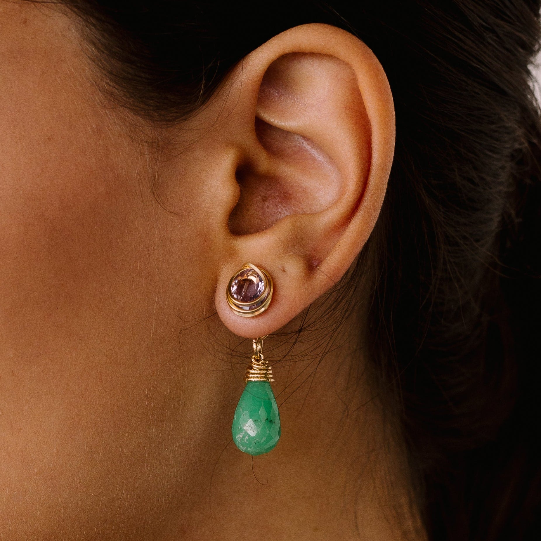 Carmencita Earrings #4 (35mm) - Amethyst, Peridot & Chrysoprase Earrings TARBAY