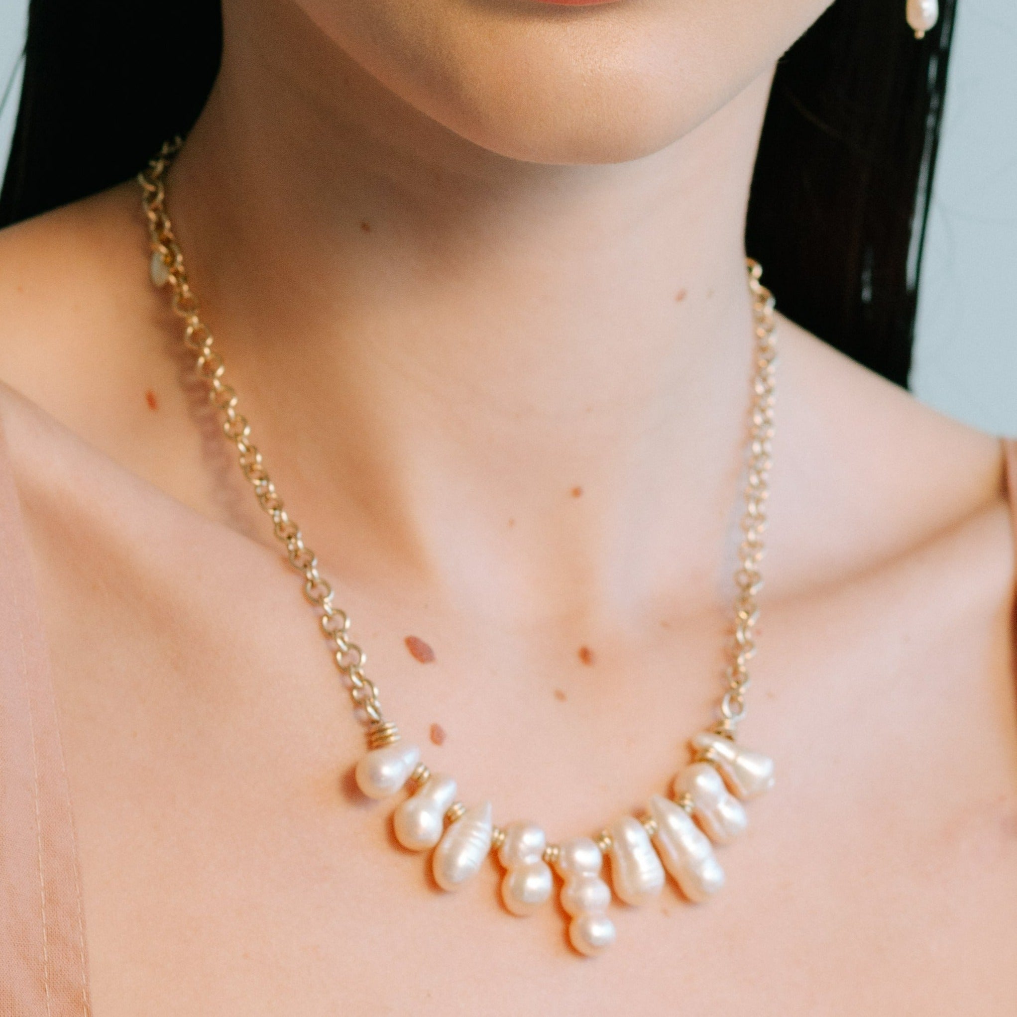 Genova Necklace #1 (45cm) - Salmon Pearl Necklaces TARBAY