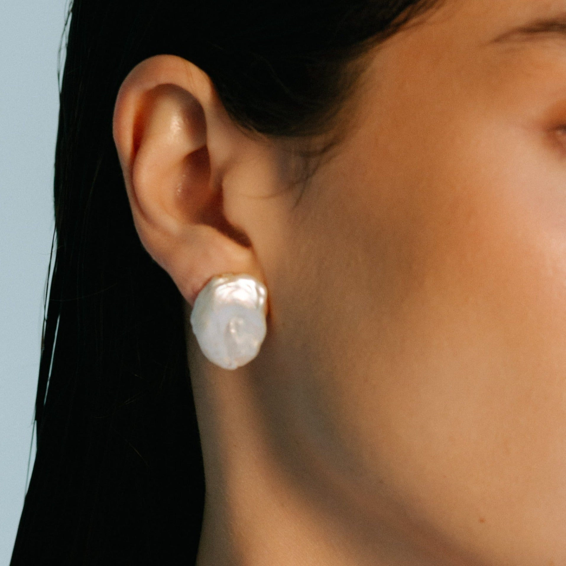 Keshi Earrings #5 (25mm) - Pearl