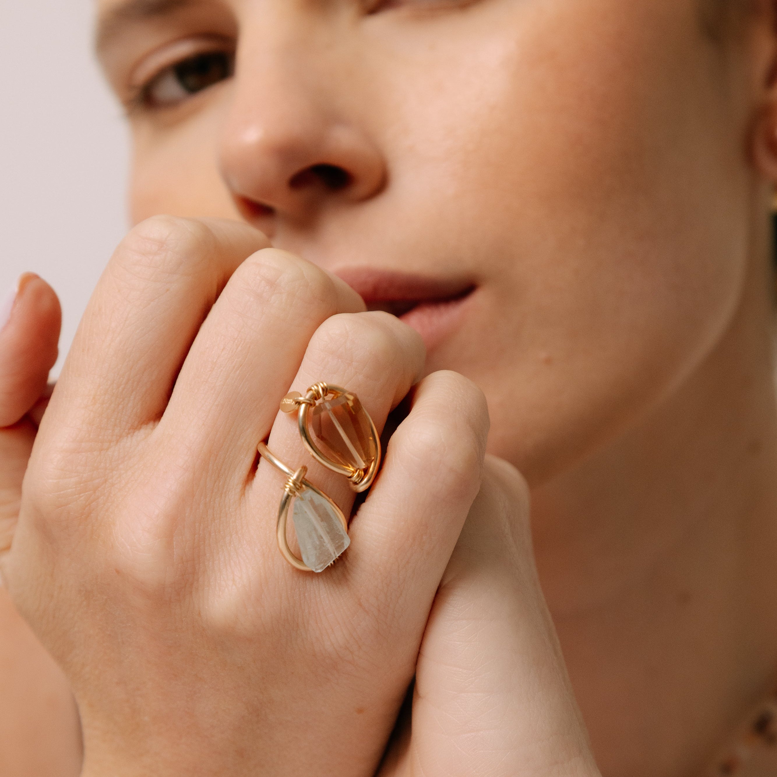 Piapó Ring #1 (22mm) - Aquamarine, Quartz & 14K Gold-Filled