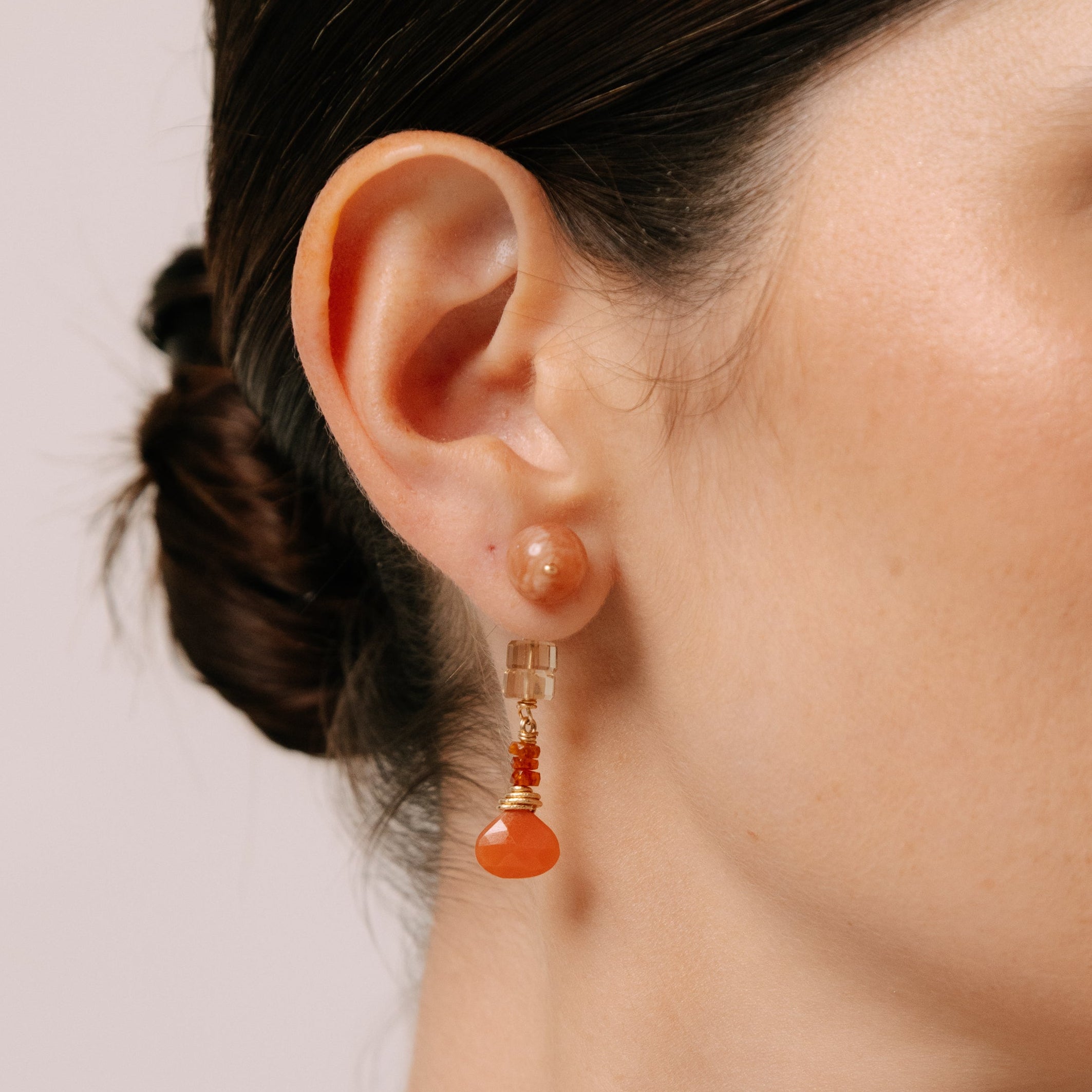 Nary Earrings #1 (45mm) - Kyanite, Moonstone, Sunstone, Citrine, Quartz & 14K Gold-Filled Earrings TARBAY