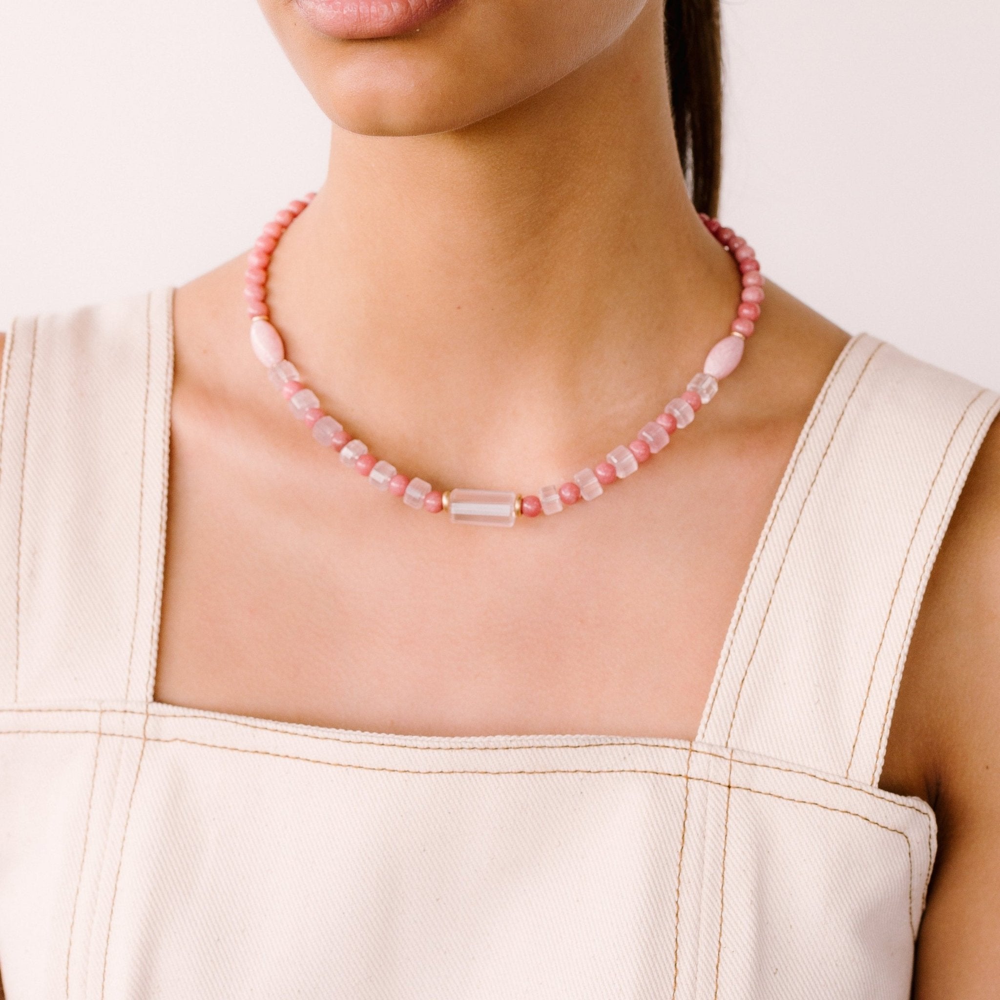 Crisanto Necklace #1 - Rose Quartz & Rhodochrosite Necklaces TARBAY
