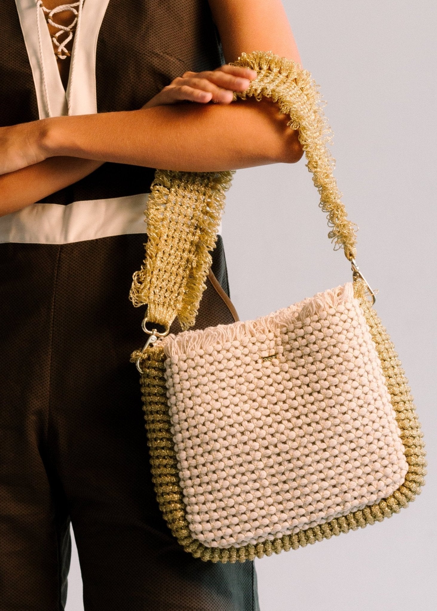 Gossypium Shoulder Bag #2 - Buttercream & Gold Shoulder & Crossbody Bags TARBAY