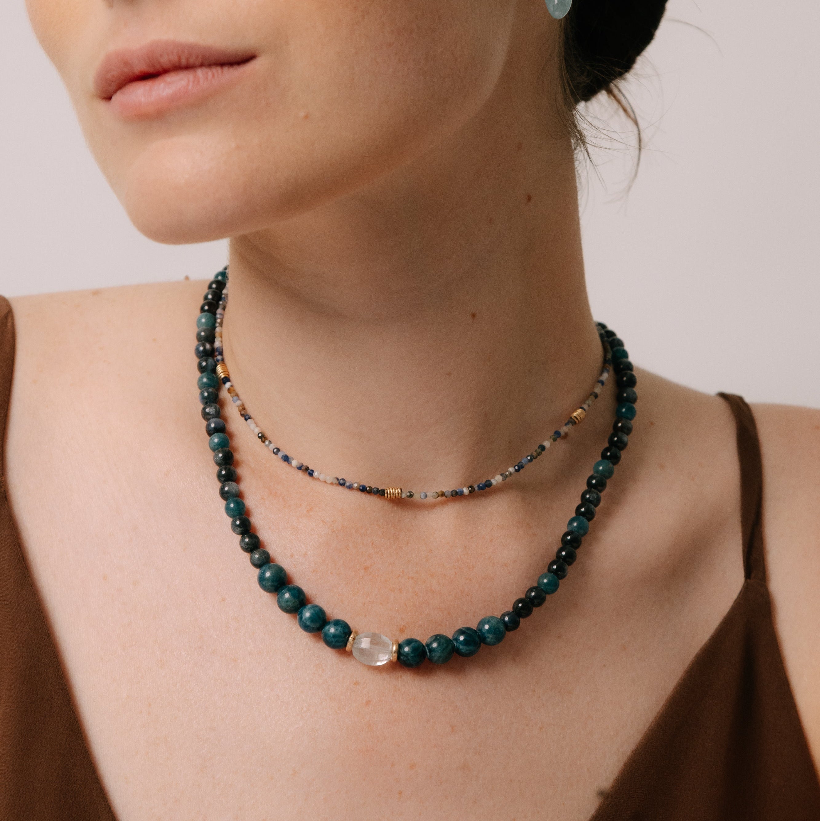 Kawi Necklace #1 (48cm) - Aquamarine, Kyanite, Apatite & 14K Gold-Filled Necklaces TARBAY
