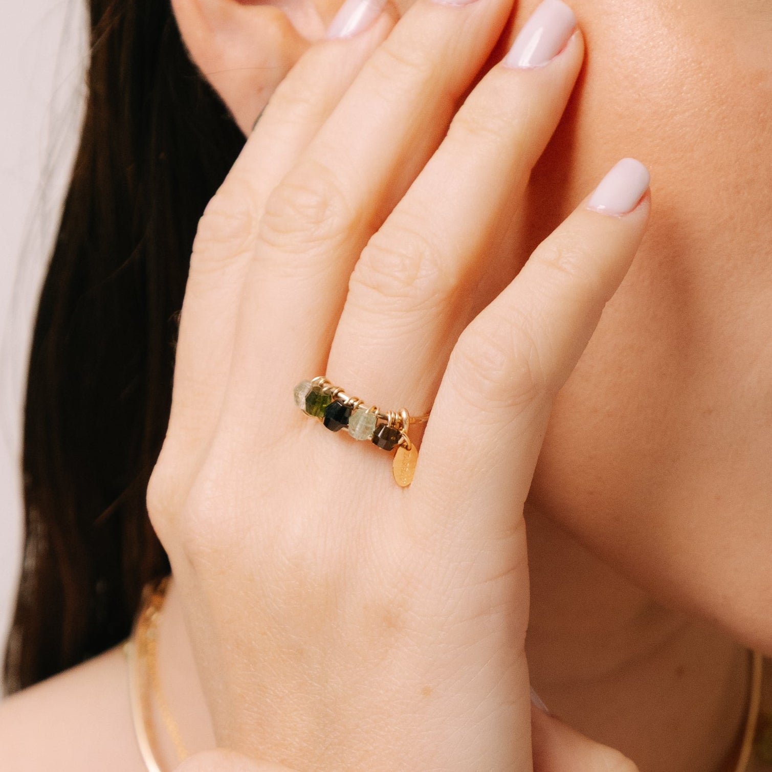 Cleopatra Ring #1 (20mm) - Tourmaline & 14K Gold-Filled