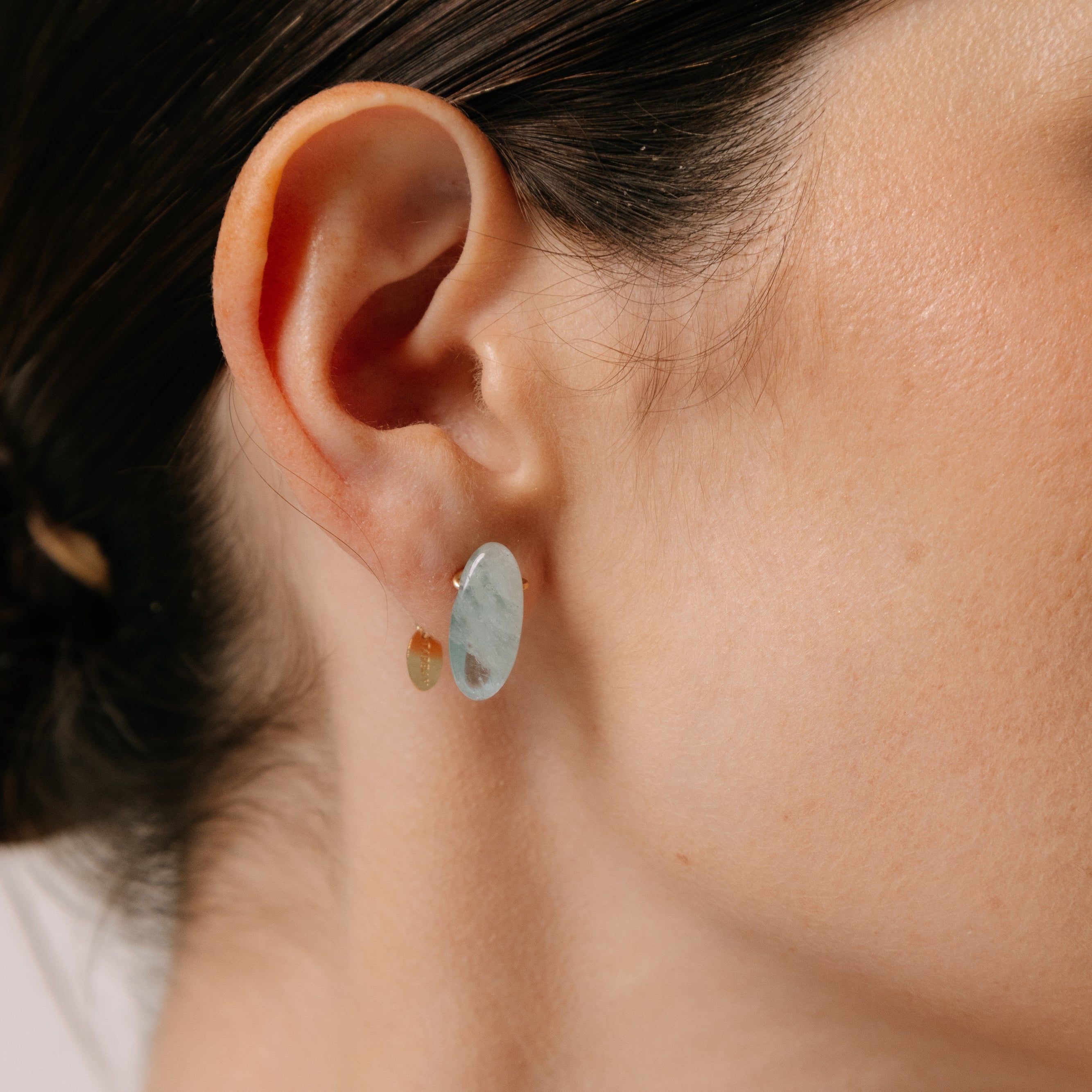 Pira Earrings #1 (20mm) - Aquamarine & 14K Gold-Filled Earrings TARBAY