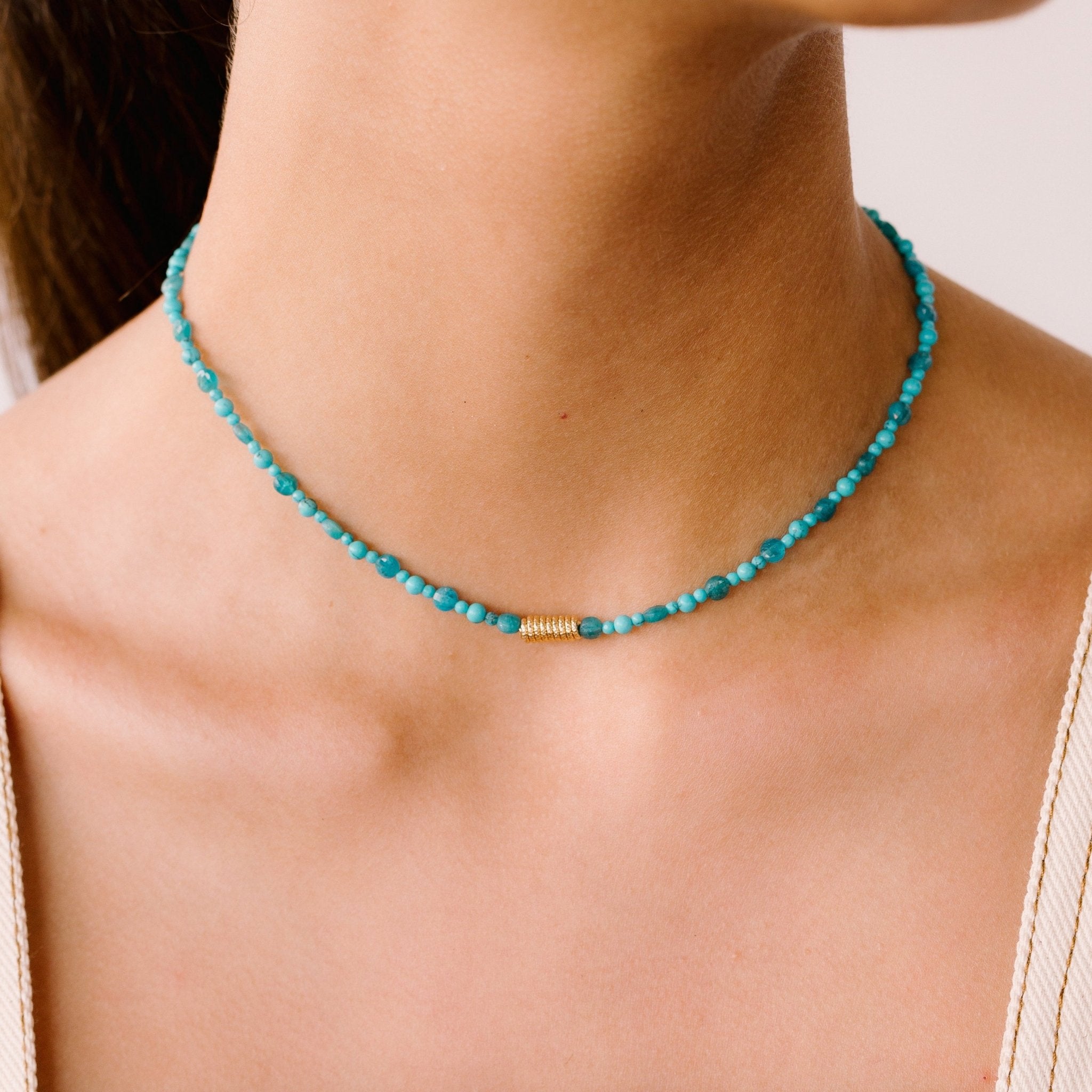 Diana Necklace #1 - Turquoise, Apatite & 14K Gold-Filled Necklaces TARBAY