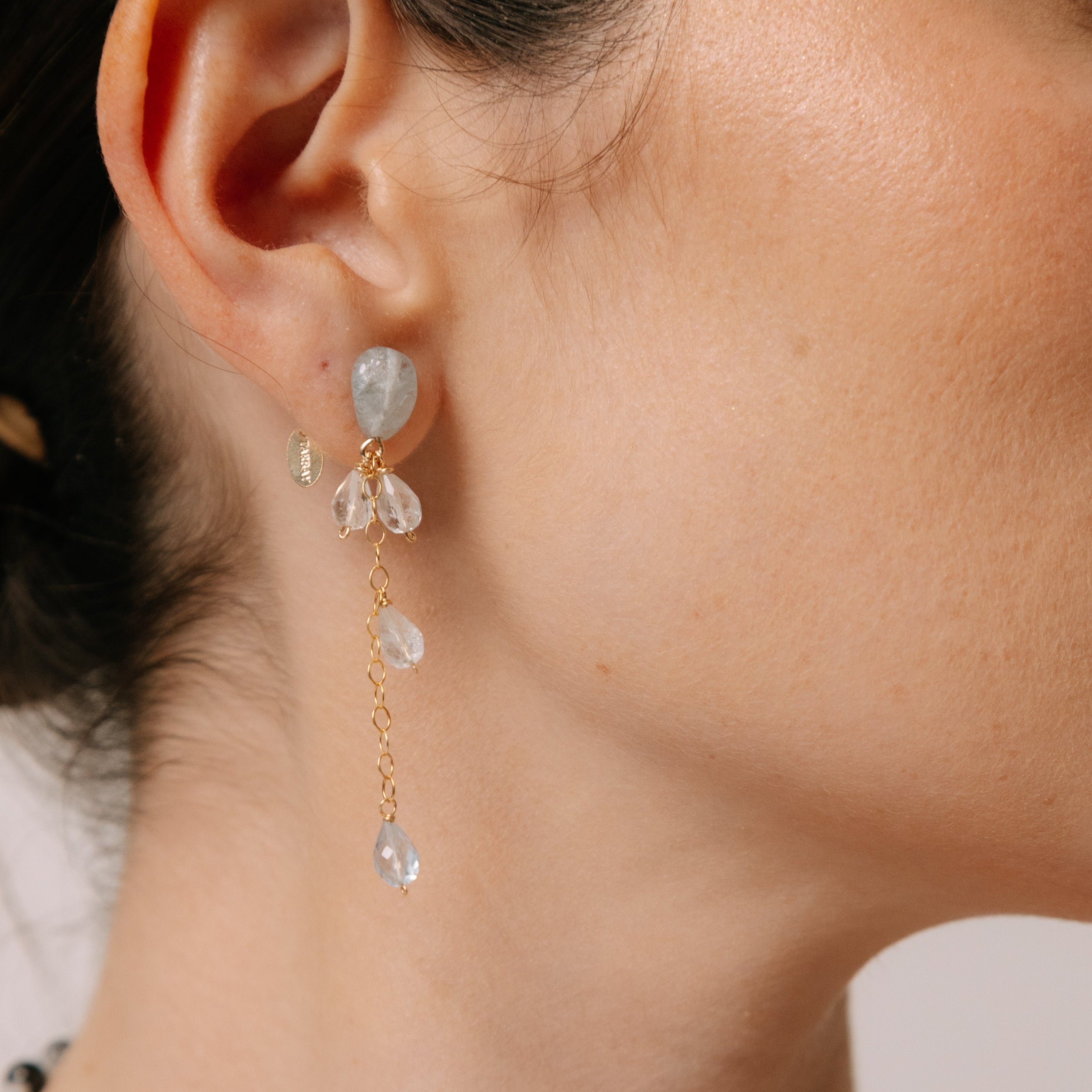 Karuay Earrings #2 (65mm) - Aquamarine & 14K Gold-Filled