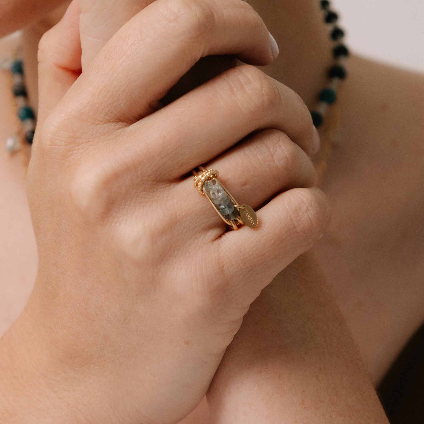 Ikabarú Ring #1 (22mm) - Aquamarine & 14K Gold-Filled