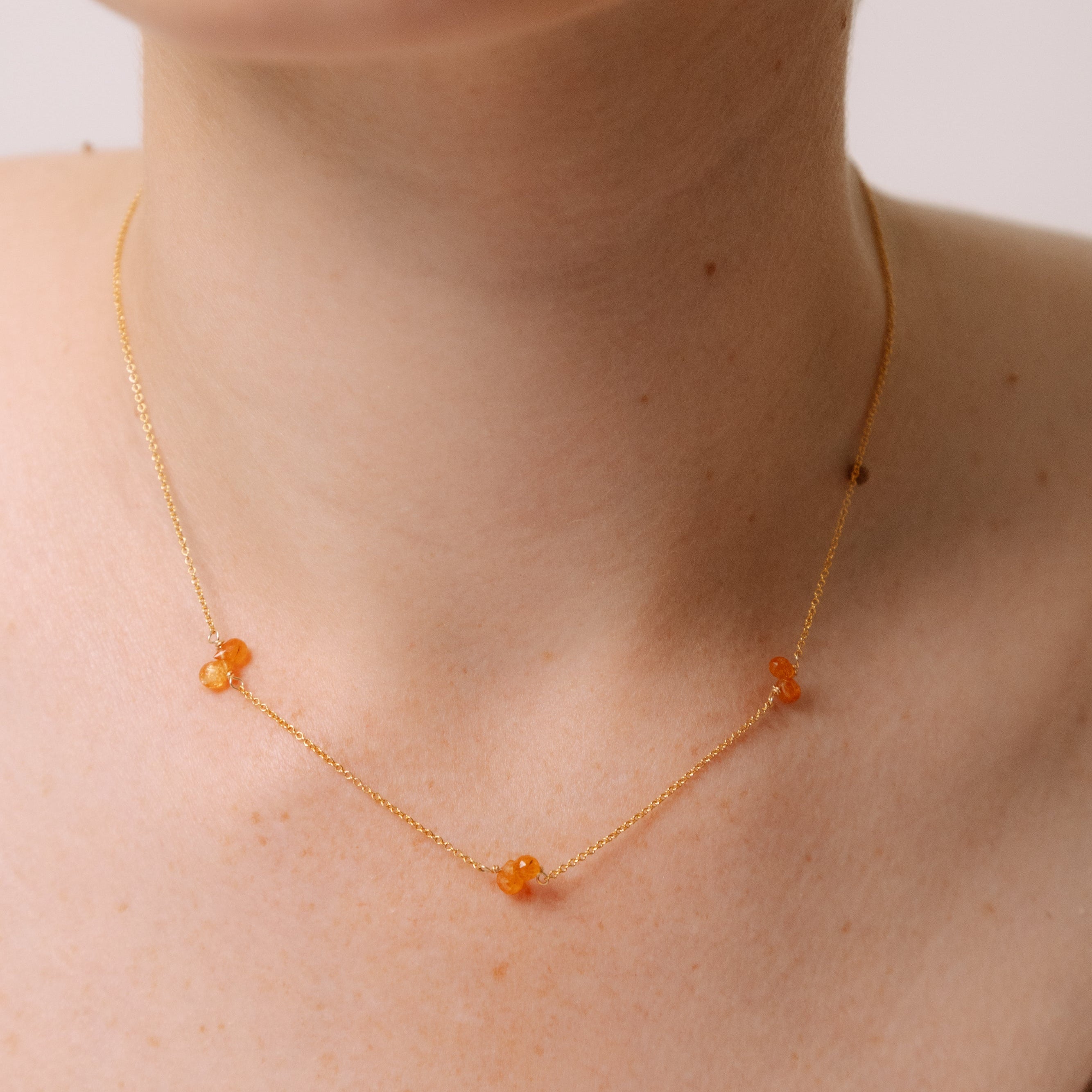 Nary Necklace #1 (46cm) - Spessartite & 14K Gold-Filled Necklaces TARBAY