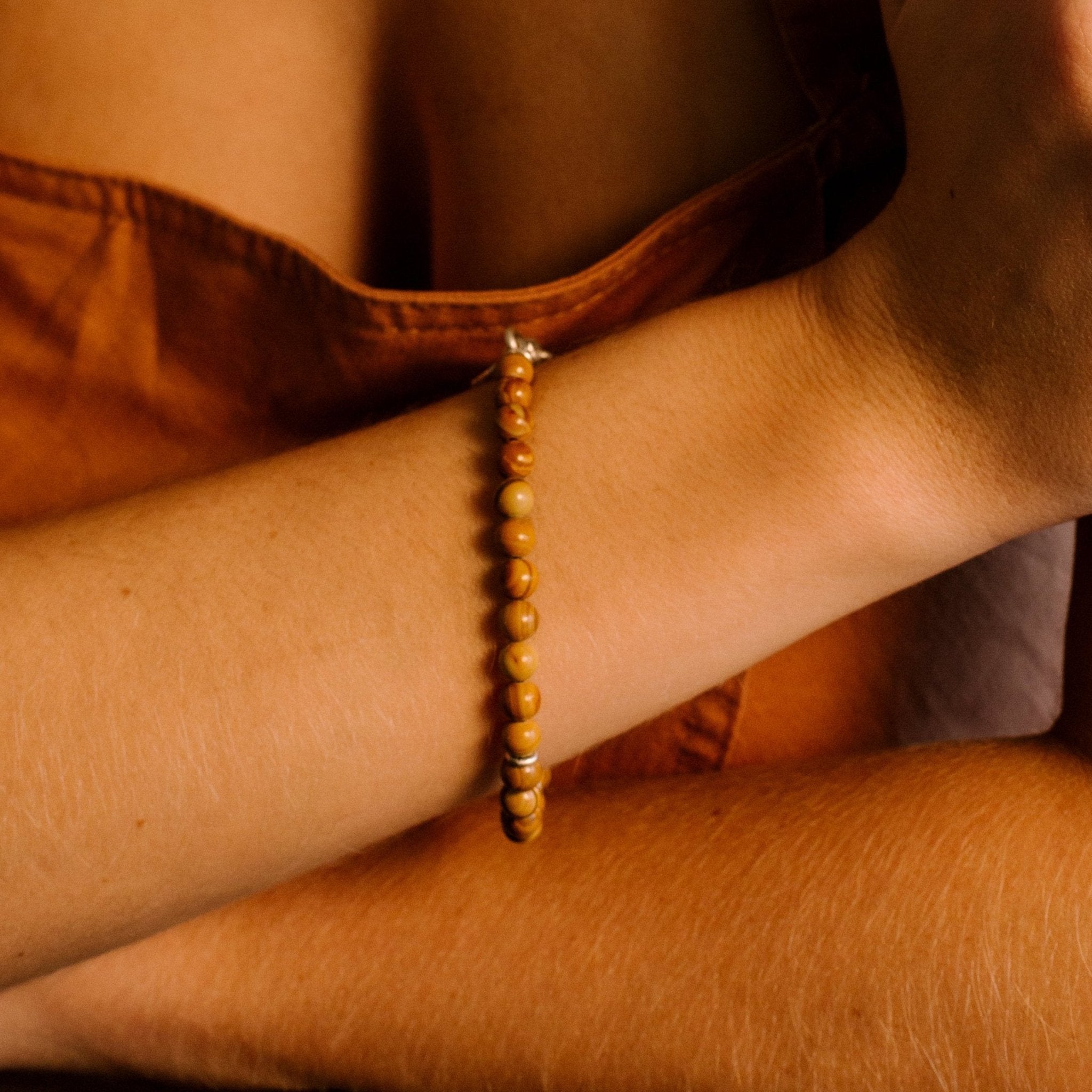 Andres Bracelet #1 (6mm) - Jasper & Sterling Silver Bracelets TARBAY