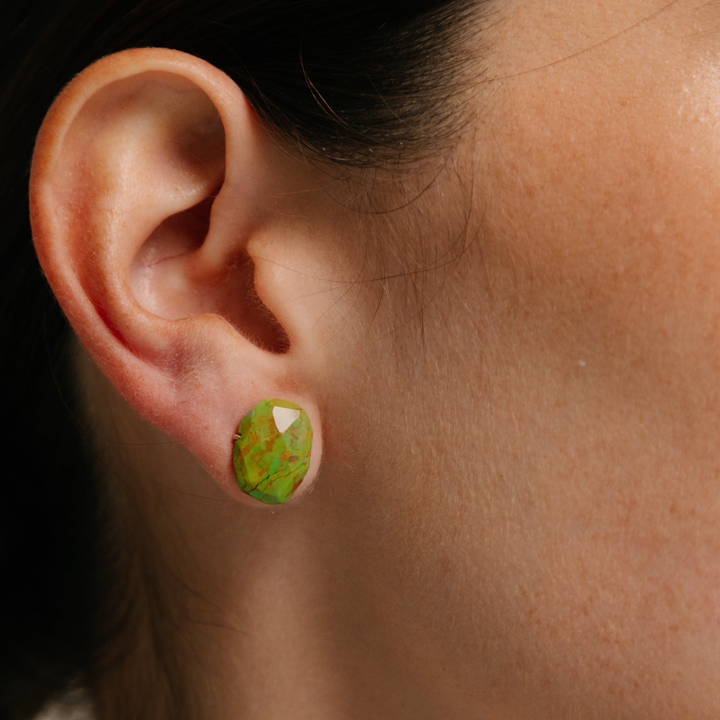 Wana Earrings #1 (15mm) - Green Turquoise & 14K Gold-Filled Earrings TARBAY