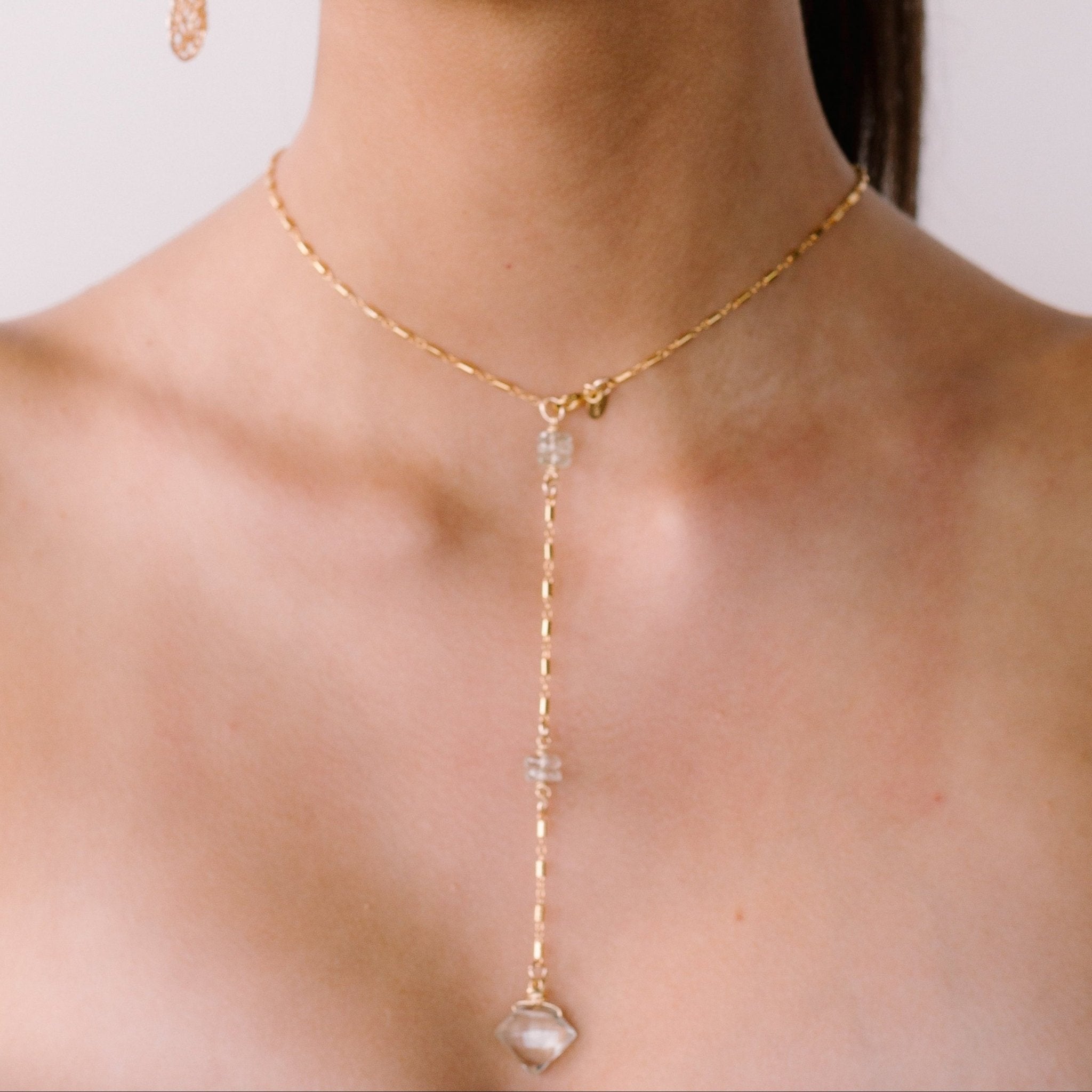 Gema Pendulum Necklace #1 - Green Amethyst & 14K Gold-Filled Necklaces TARBAY