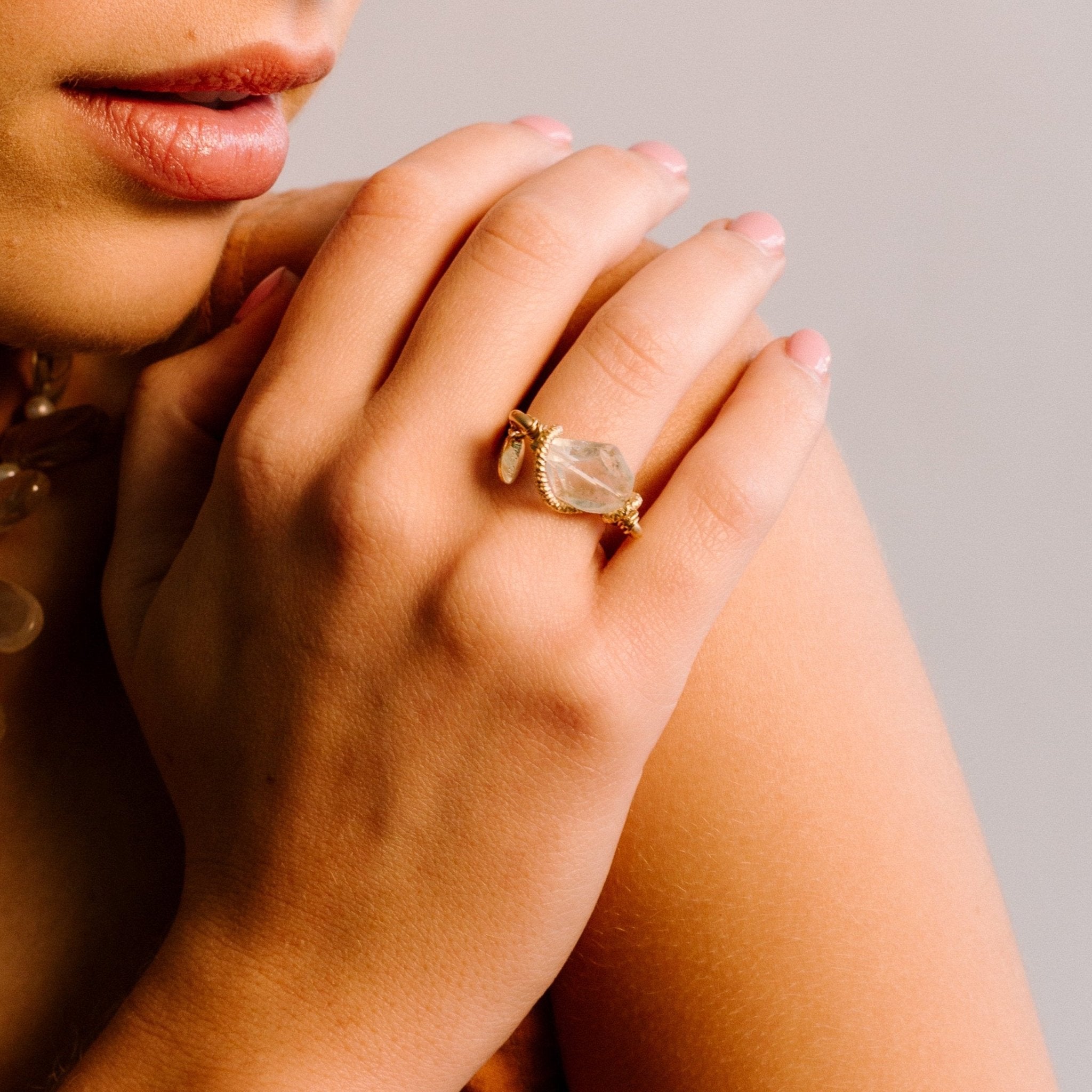 Calatea Ring #1 (20mm) - Aquamarine & 14K Gold-Filled Rings TARBAY