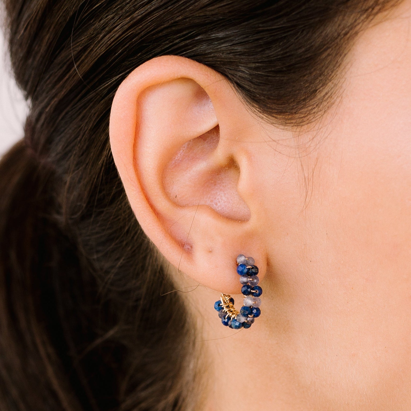 Cleopatra Earrings #1 (20mm) - Iolite & Lapislazuli Earrings TARBAY