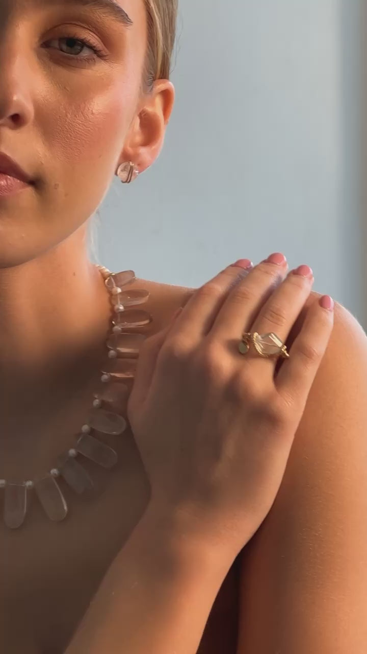 Calatea Ring #1 (20mm) - Aquamarine & 14K Gold-Filled Rings TARBAY