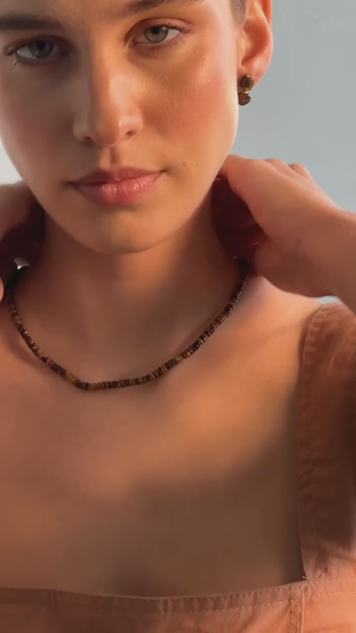 Ezio Necklace #1 - Tiger's Eye & Sterling Silver Necklaces TARBAY