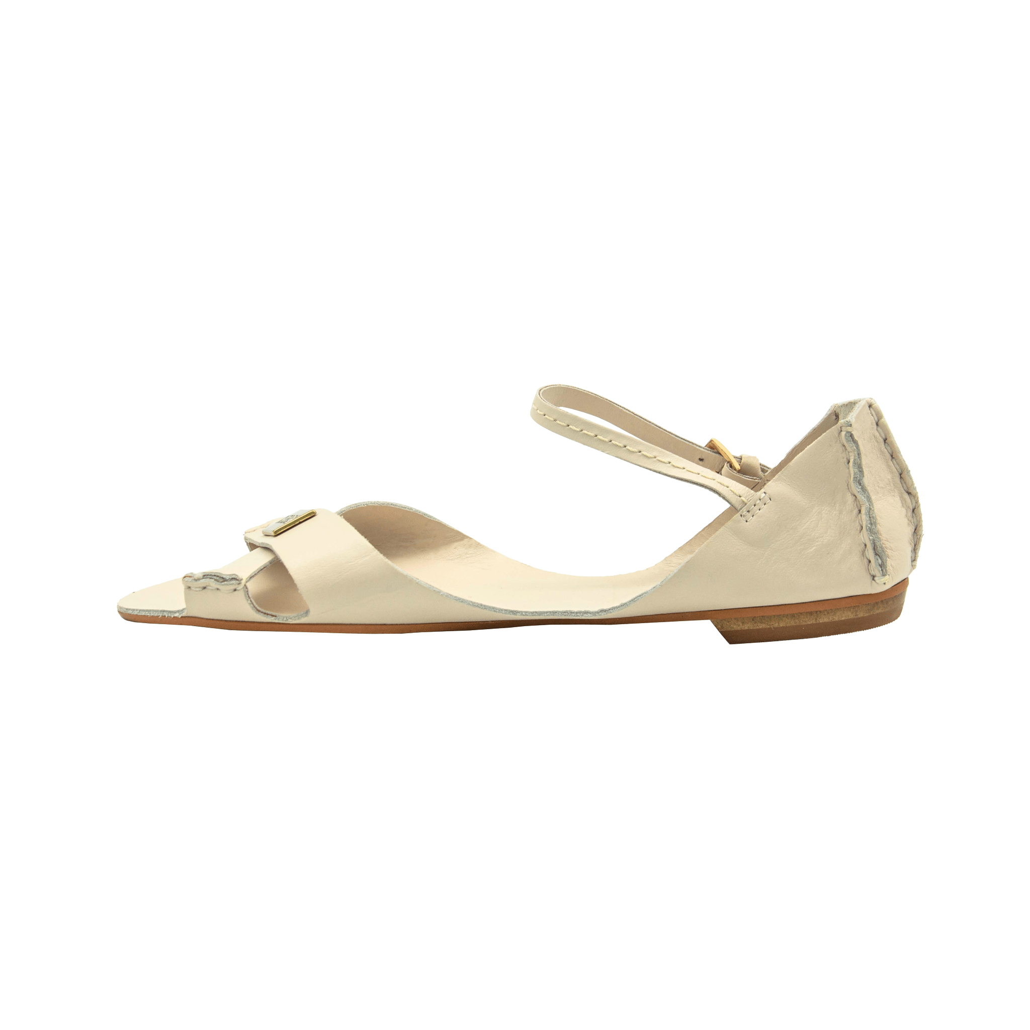 Tajali Leather Sandals - Mascarpone Tajali Flats TARBAY