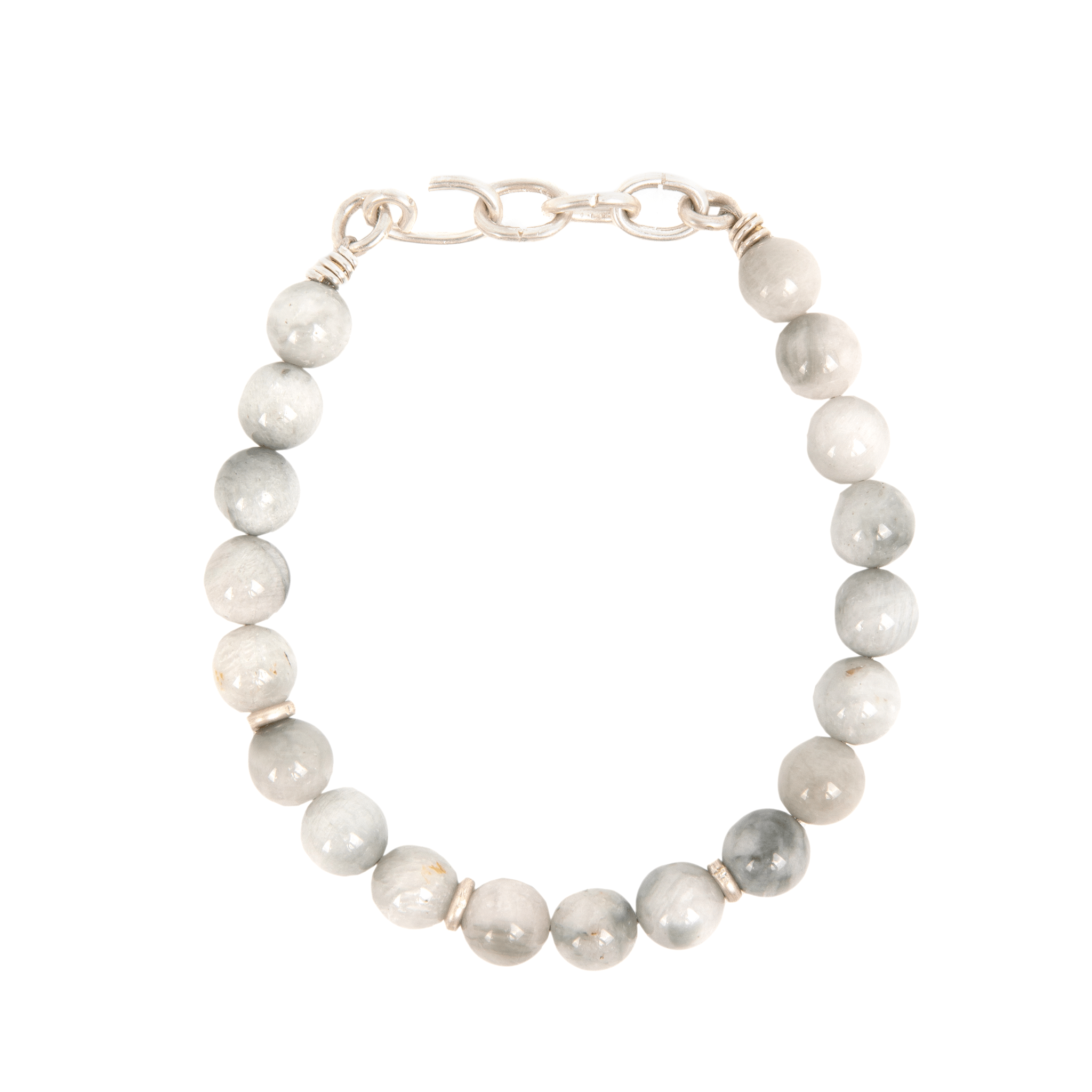 Andres Bracelet #1 (10mm) - Hawkeye Stone & Sterling Silver Bracelets TARBAY