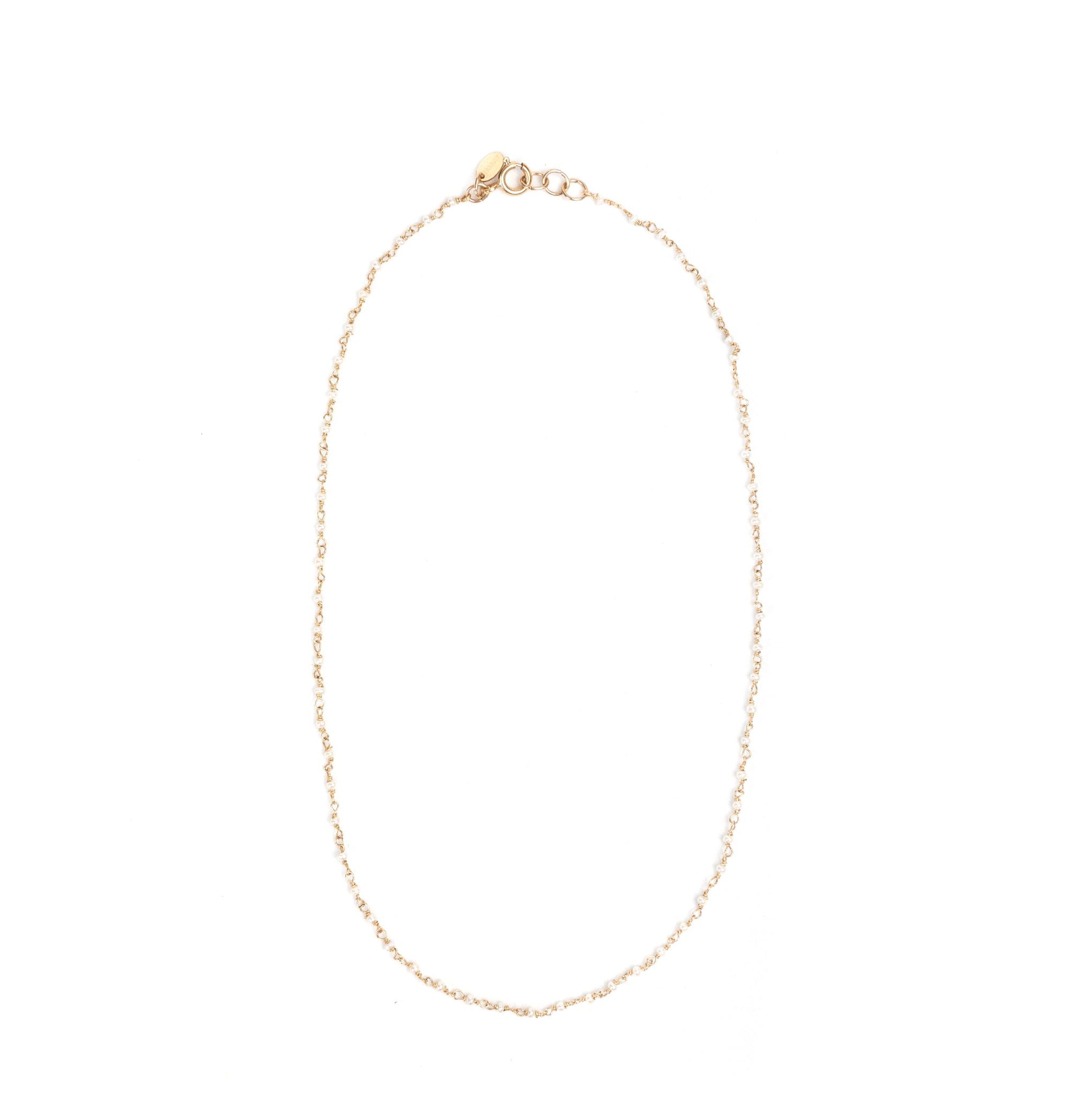 Pearl Necklace #1 (1.5-2mm) - Pearl & Yellow Gold Necklaces TARBAY   