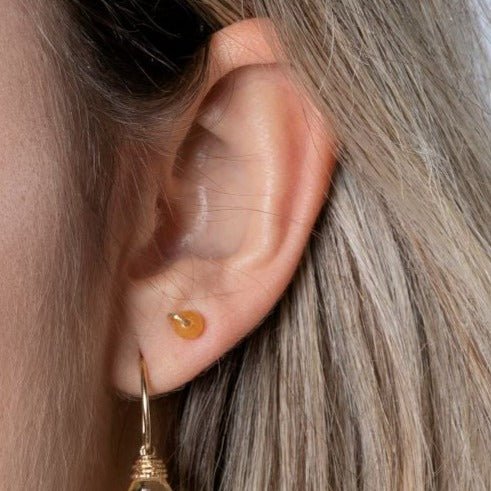 Gyros Stud Earrings (5mm) - Yellow Jade Earrings TARBAY