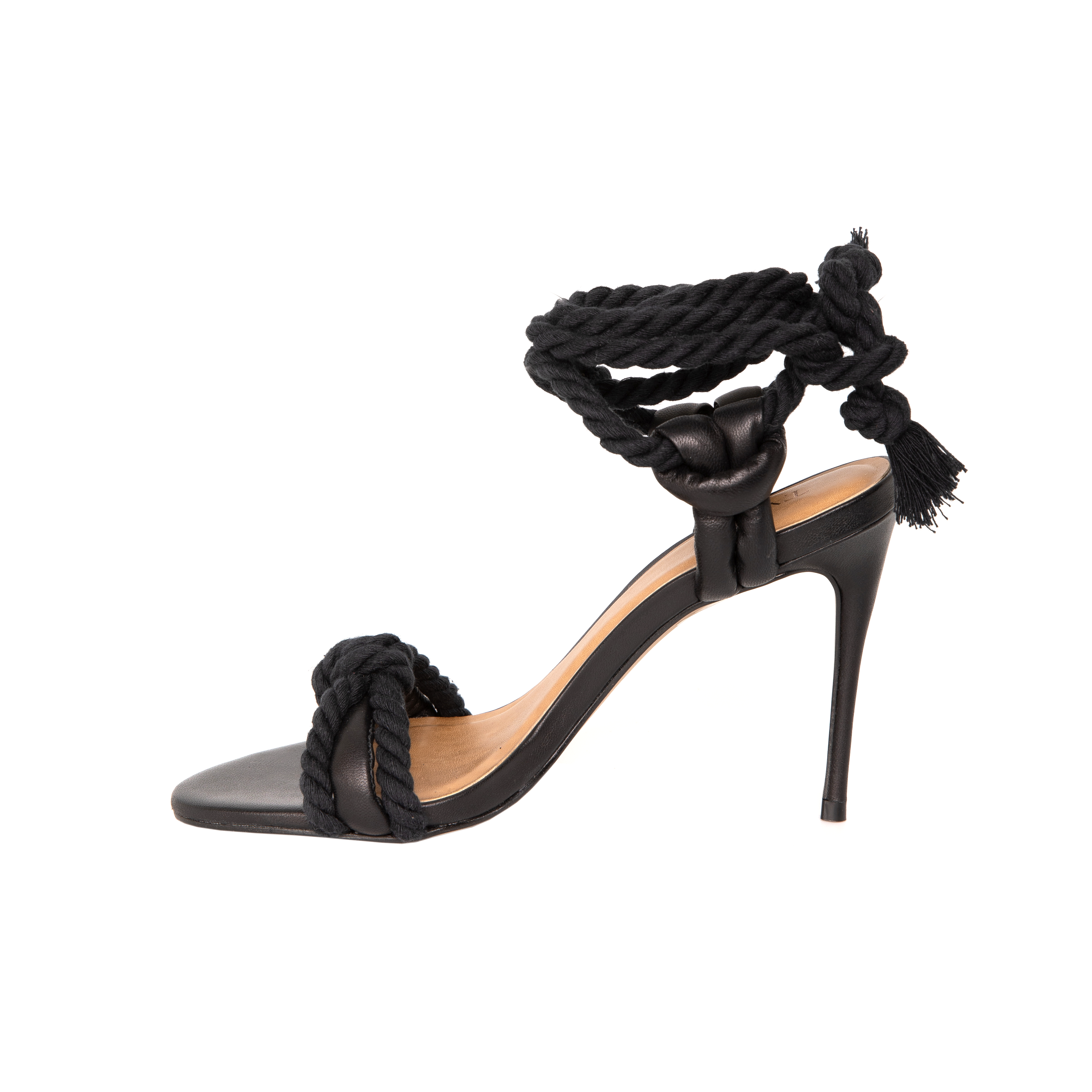 Arenisca Lace up High Heel Leather Sandals - Black Heels TARBAY   