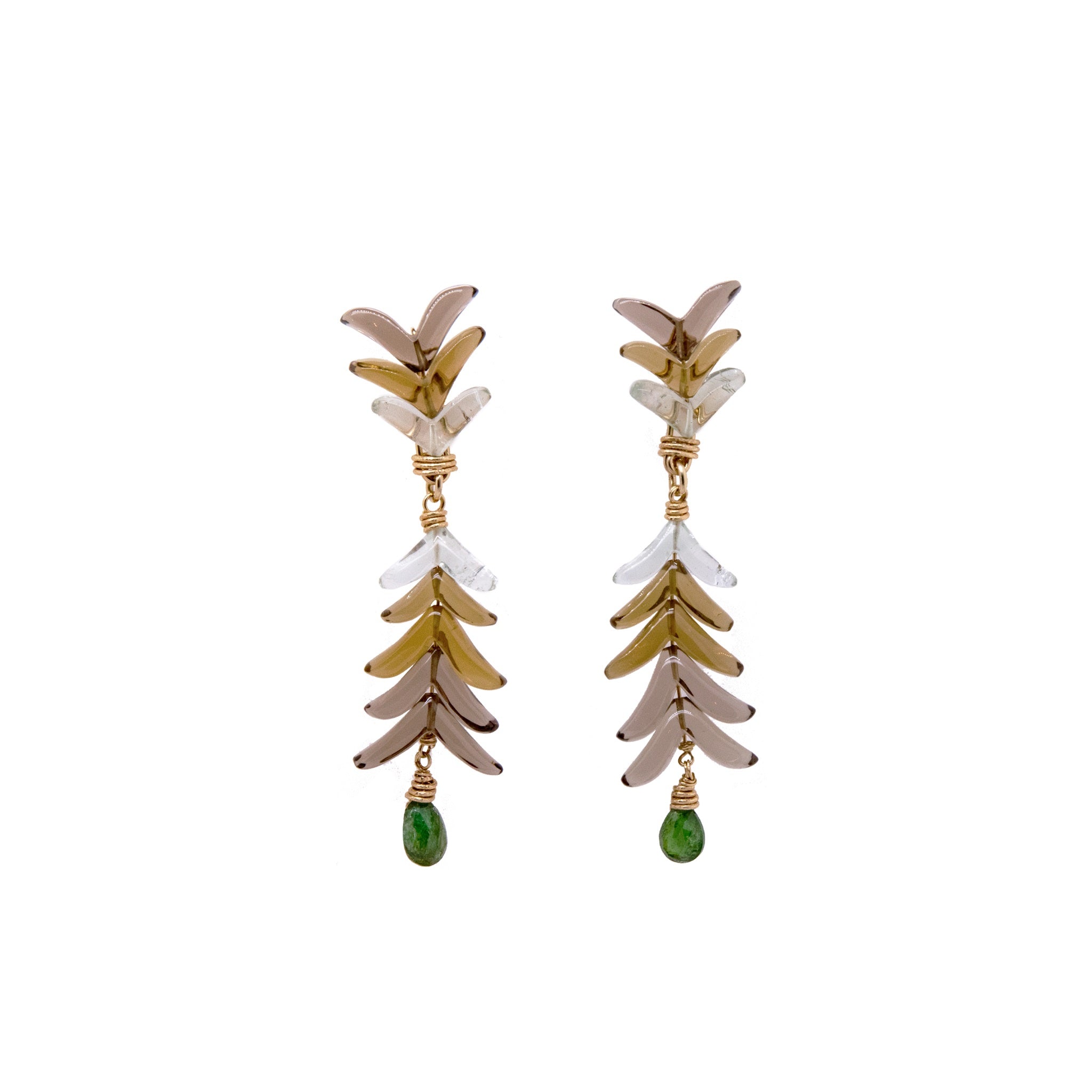 Apana Earrings - Quartz, Green Amethyst & Tsavorite Earrings TARBAY