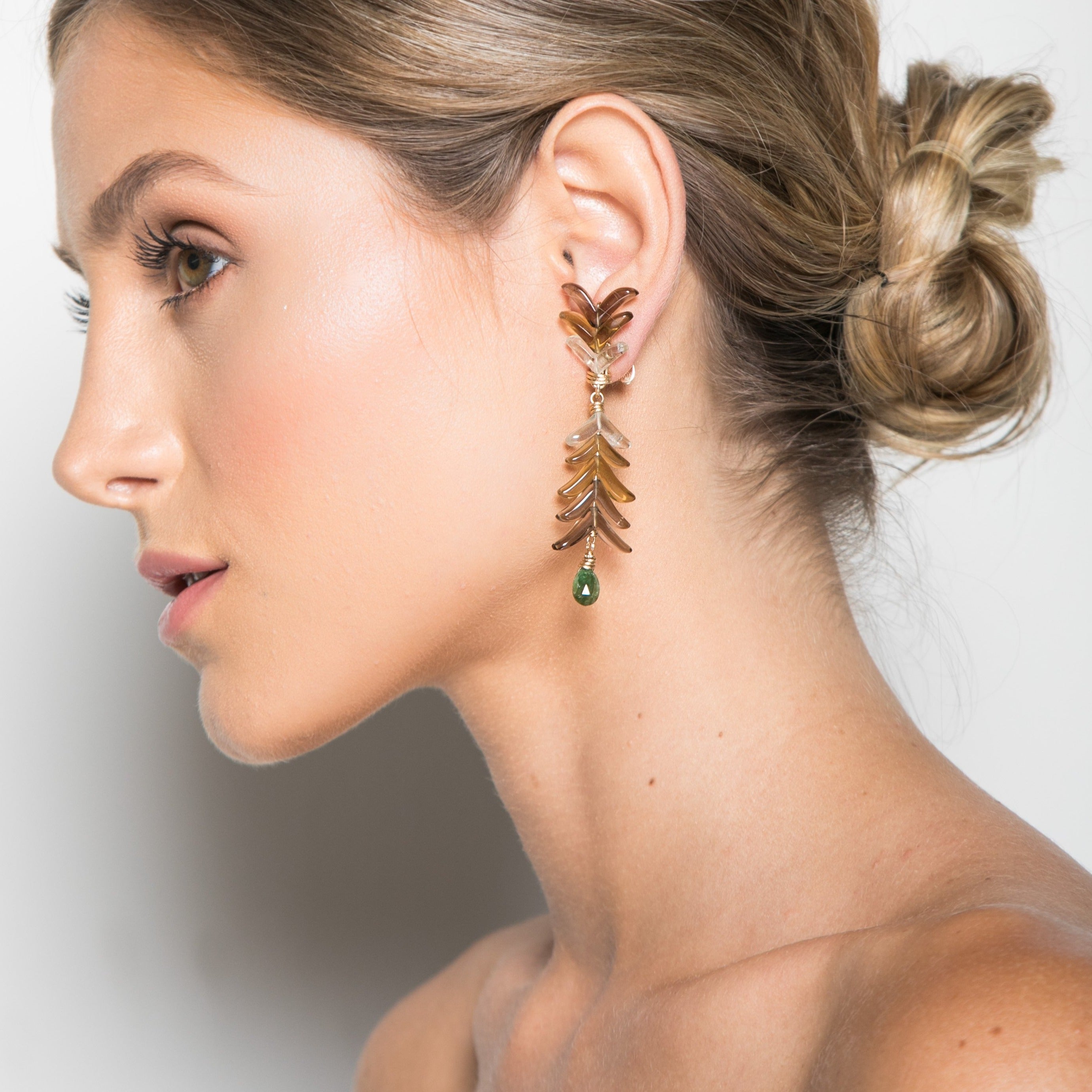 Apana Earrings - Quartz, Green Amethyst & Tsavorite Earrings TARBAY