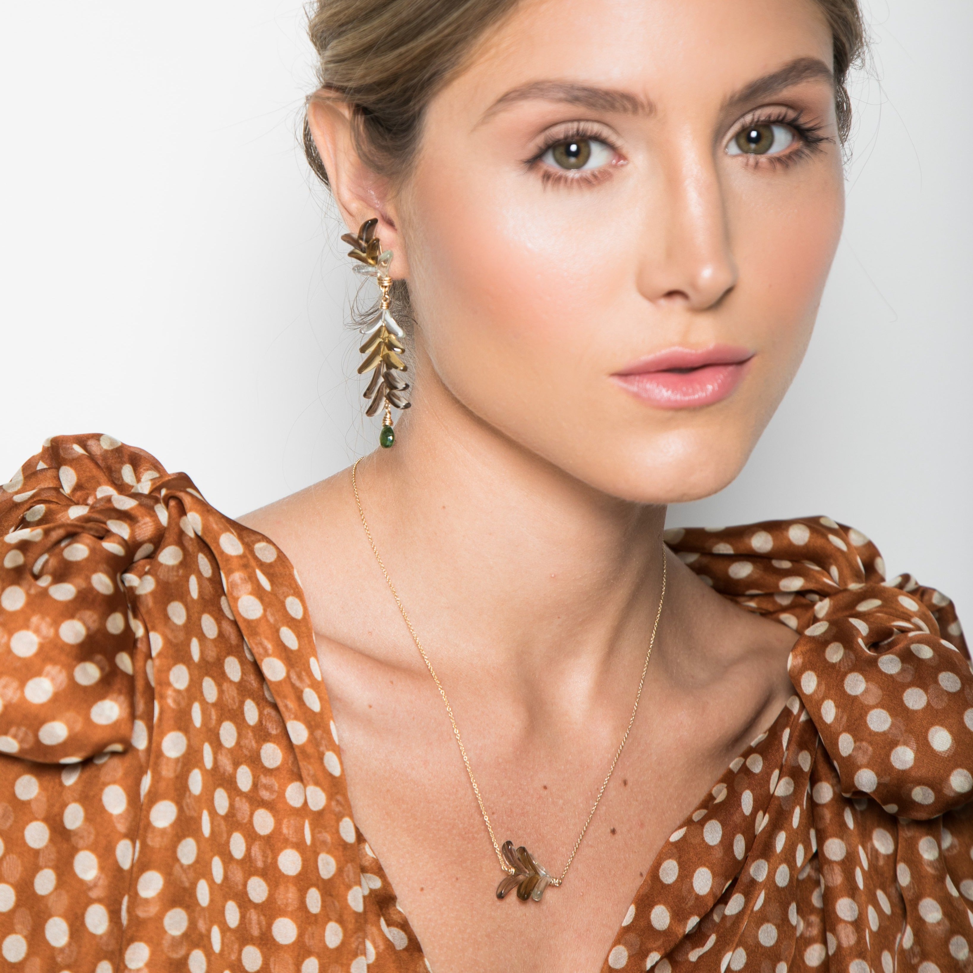 Apana Earrings - Quartz, Green Amethyst & Tsavorite Earrings TARBAY