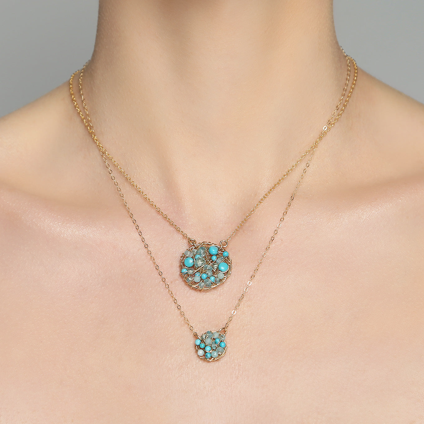 Aura Necklace #2 (20mm) - Turquoise Mix Gems Necklaces TARBAY   