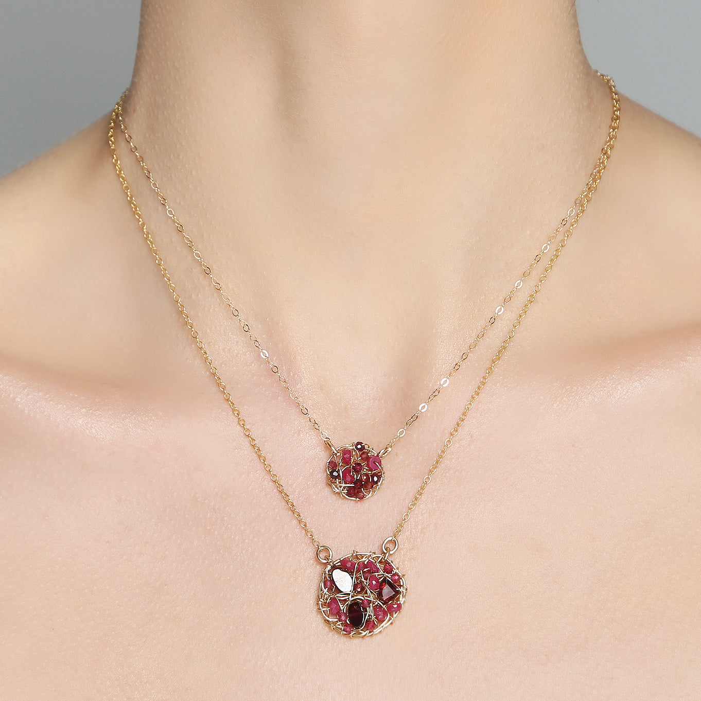 Aura Necklace #2 (10mm) - Burgundy Mix Gems Necklaces TARBAY   