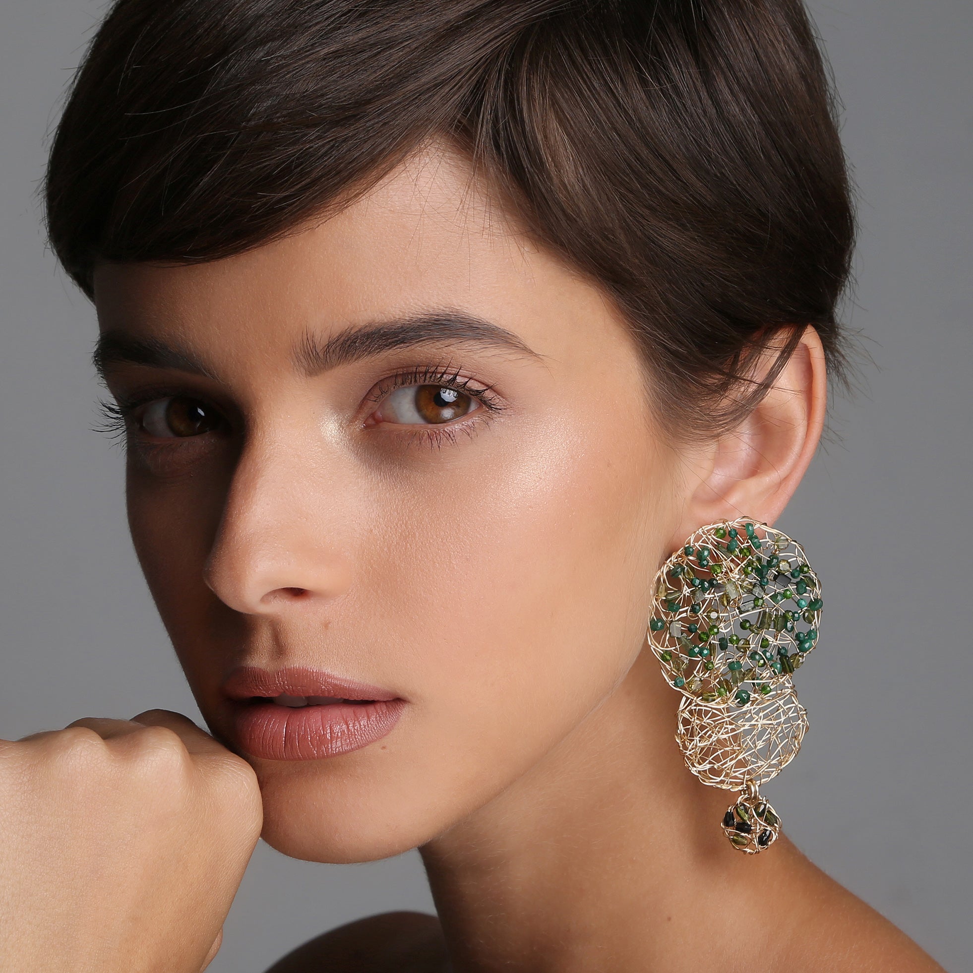 Aura Earrings #8 - Peridot, emerald, green onyx, chalcedony, prehnite, vessonite, green amethyst & chrysoprase Earrings TARBAY   