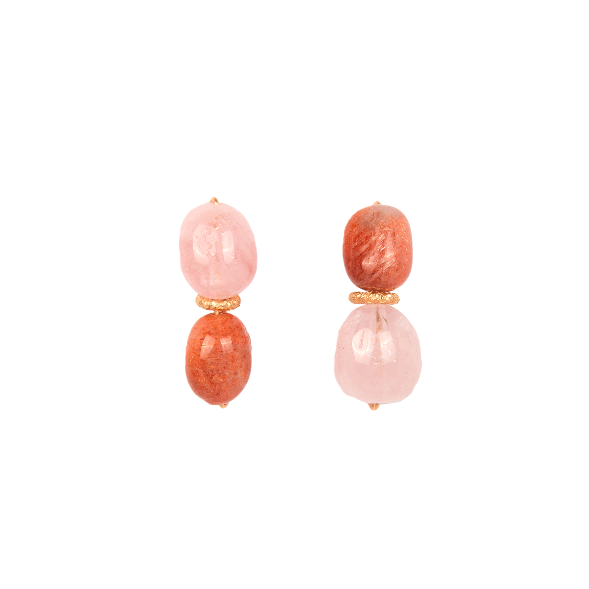 Bromelia Earrings #1 (30mm) - Morganite & Sun Stone Earrings TARBAY