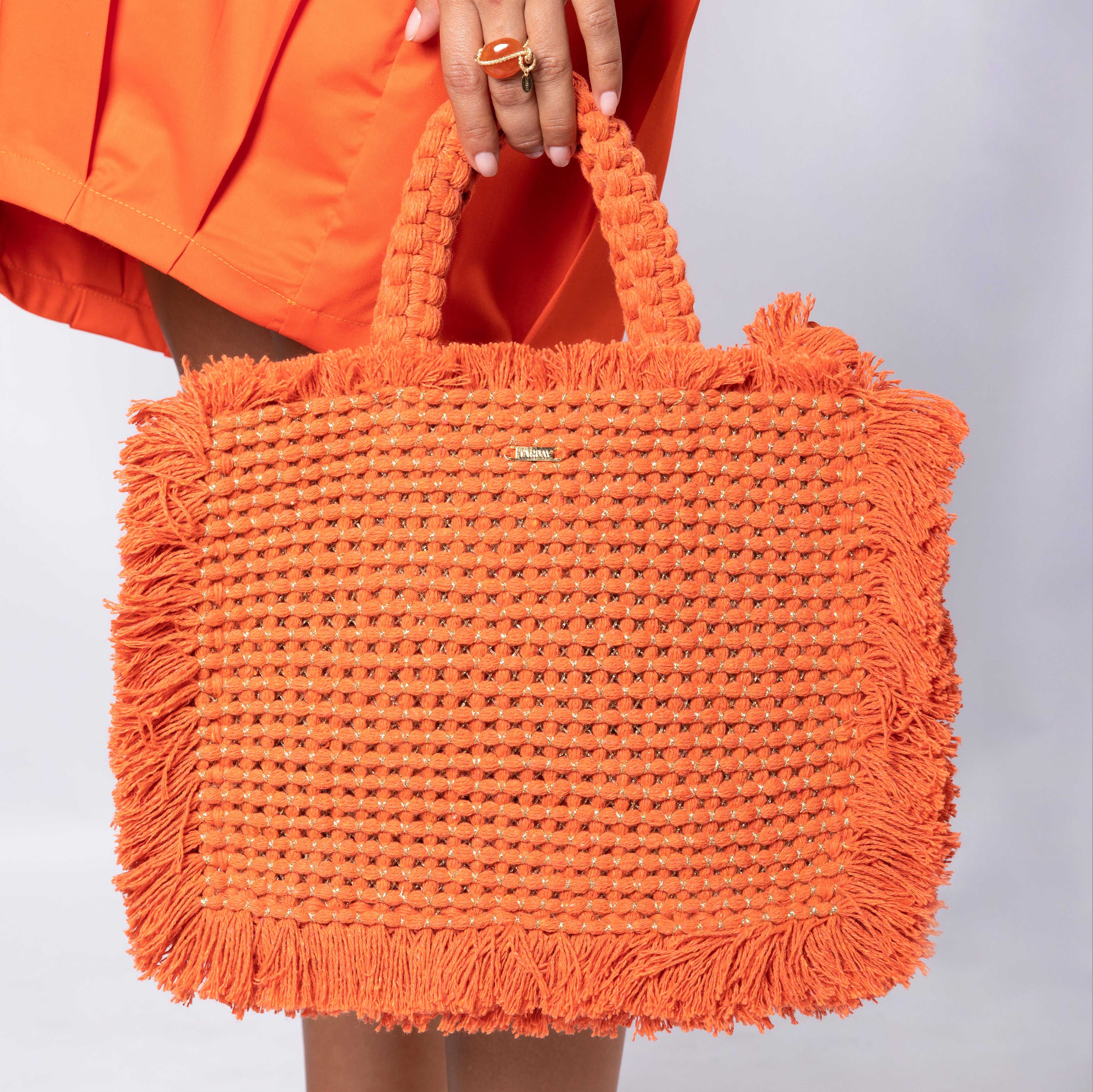 Gossypium Tote Bag Medium - Orange & Gold Shoulder & Crossbody Bags TARBAY   