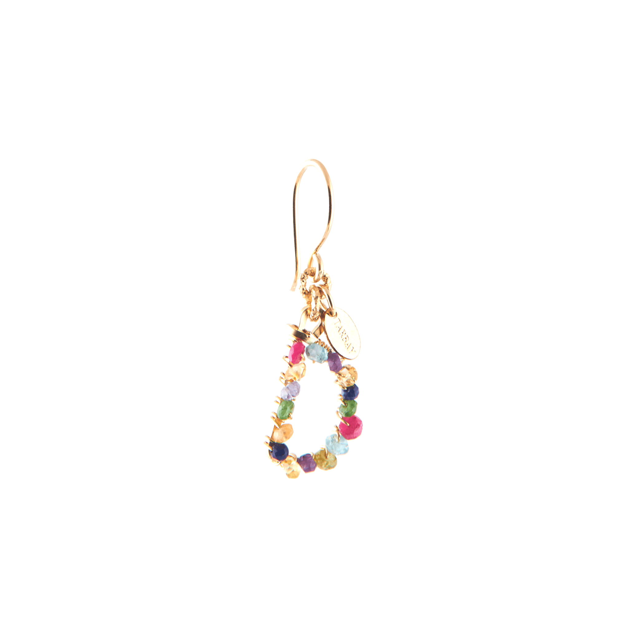 Handmade Letter Dangle Earring #2 (35mm) - Mix Gems & 14K Gold-Filled Earrings CLASICOS D
