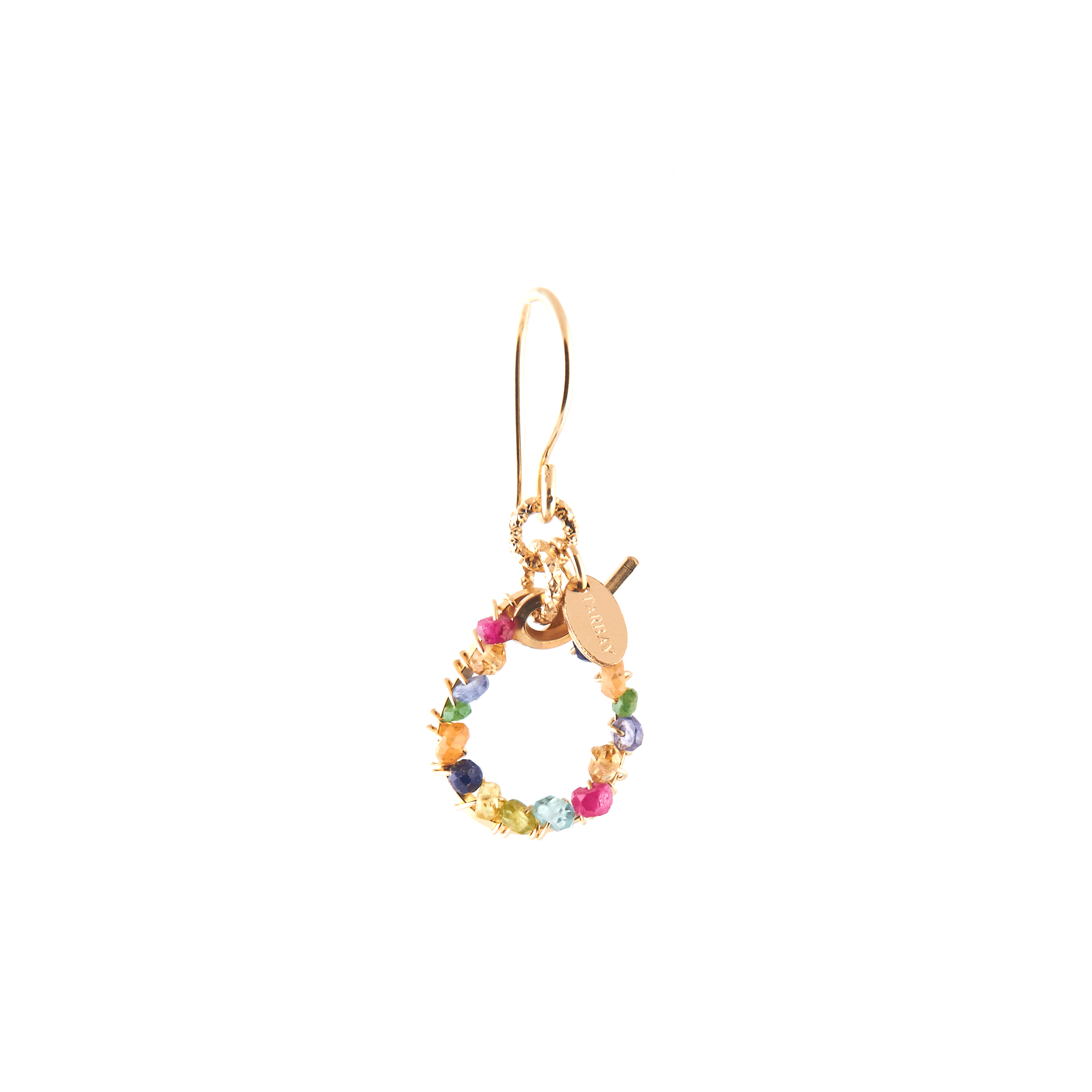Handmade Letter Dangle Earring #2 (35mm) - Mix Gems & 14K Gold-Filled Earrings TARBAY O