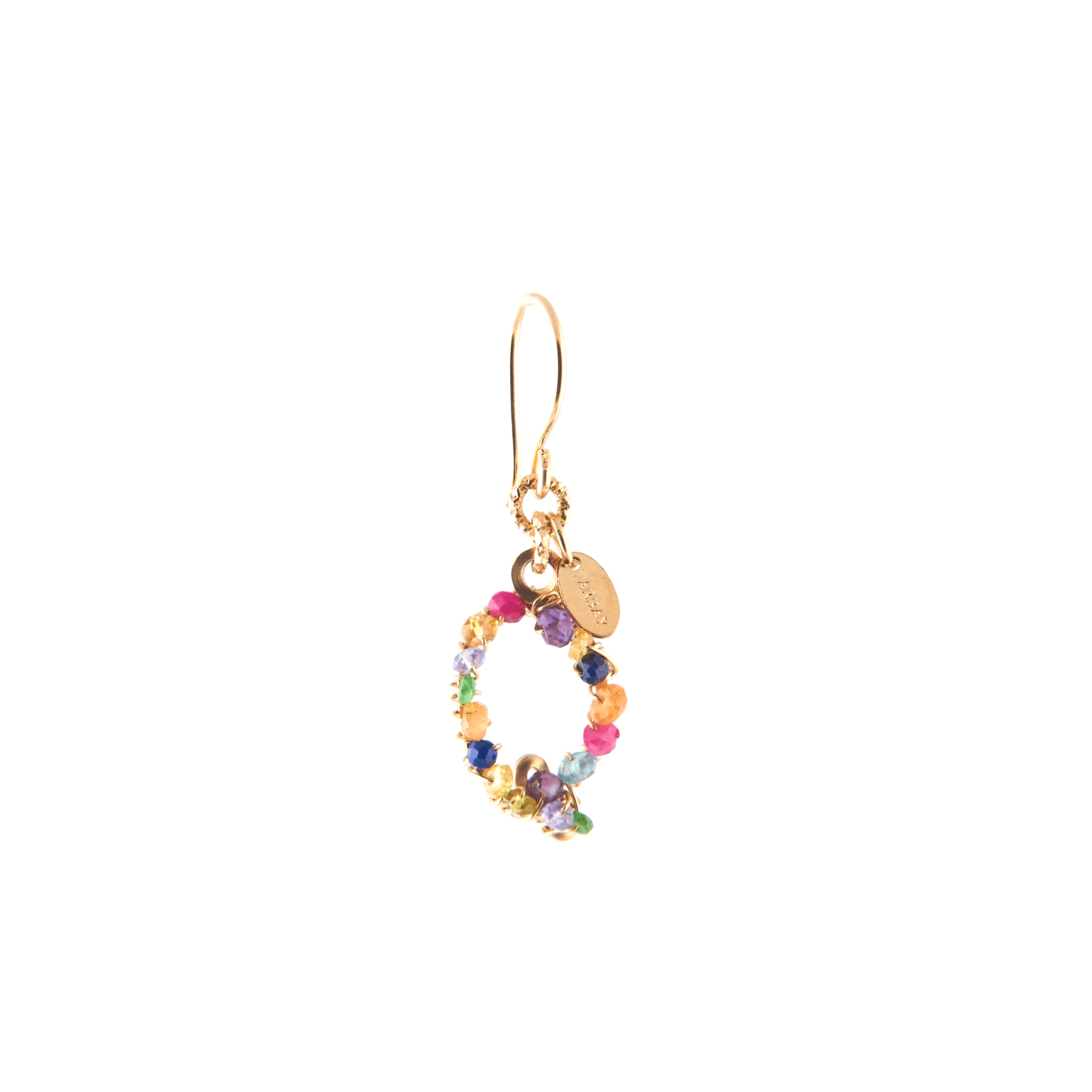 Handmade Letter Dangle Earring #2 (35mm) - Mix Gems & 14K Gold-Filled Earrings TARBAY Q