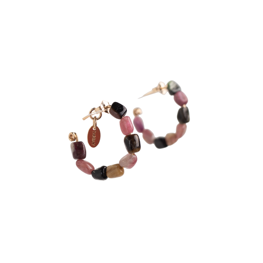 Neith Earrings #1 (30mm) - Tourmaline & 14K Gold-Filled