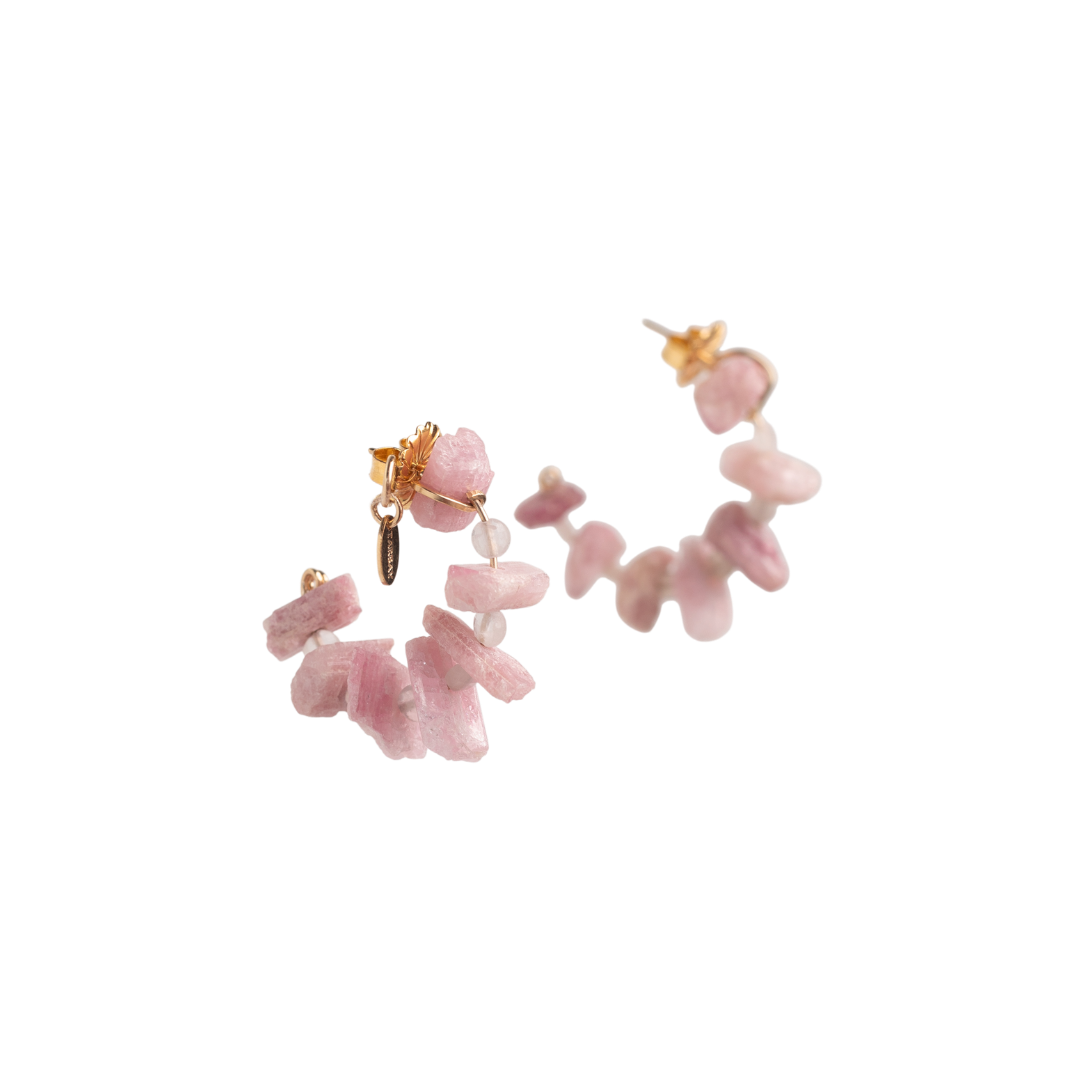 Neith Earrings #1 (35mm) - Tourmaline, Moonstone & 14K Gold-Filled