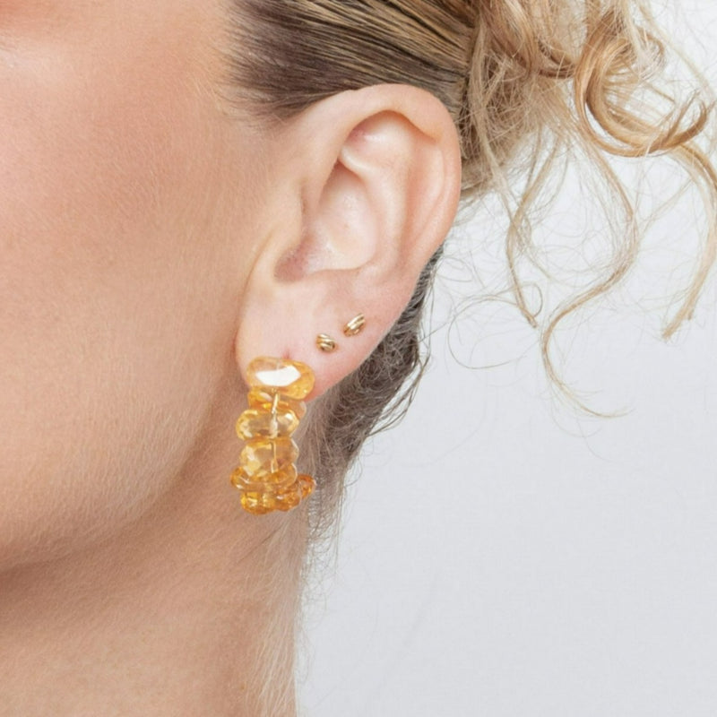 Neith Hoop Earrings #2 (30mm) - Citrine Earrings TARBAY   