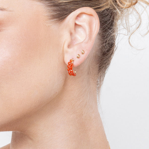 Cleopatra Hoop Earrings #1 (15mm) - Carnelian Earrings TARBAY   