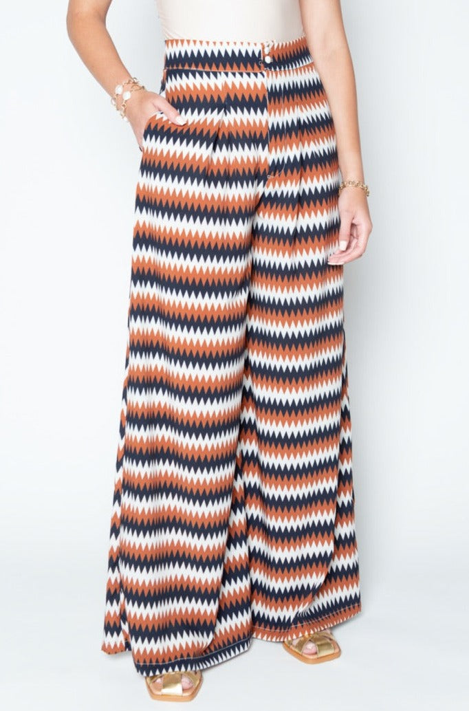 Clio Pants - Blue, Brown & White Pants TARBAY   