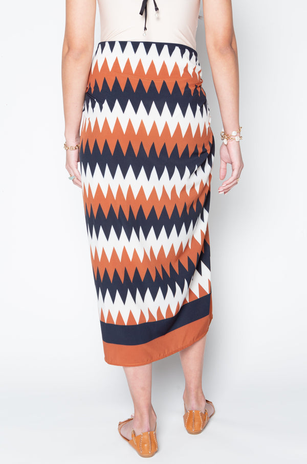 Print Pareo - Zigzag Blue, Brown & White Swimsuits TARBAY   